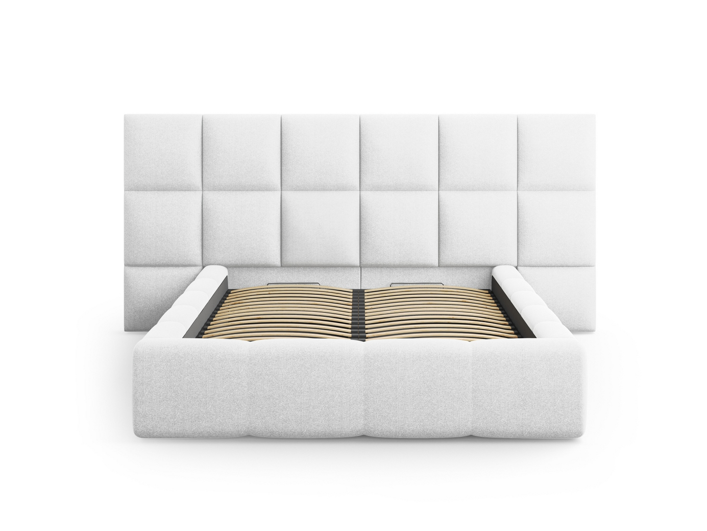 Cosmopolitan Design seng med opbevaring og sengegavl, "Livigno", 350 × 230 × 125 cm, Solid, sorte plastben