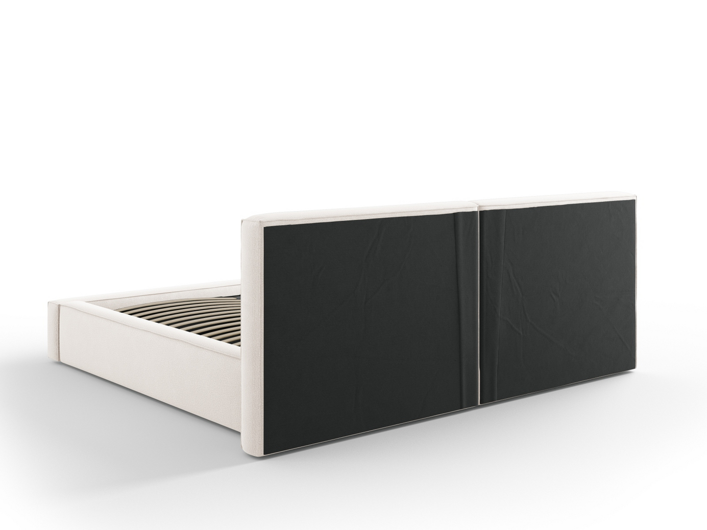 Cosmopolitan Design seng med opbevaring og dobbelt sengegavl, "Arendal", 251 × 228 × 97,5 cm, Megan, sorte plastben