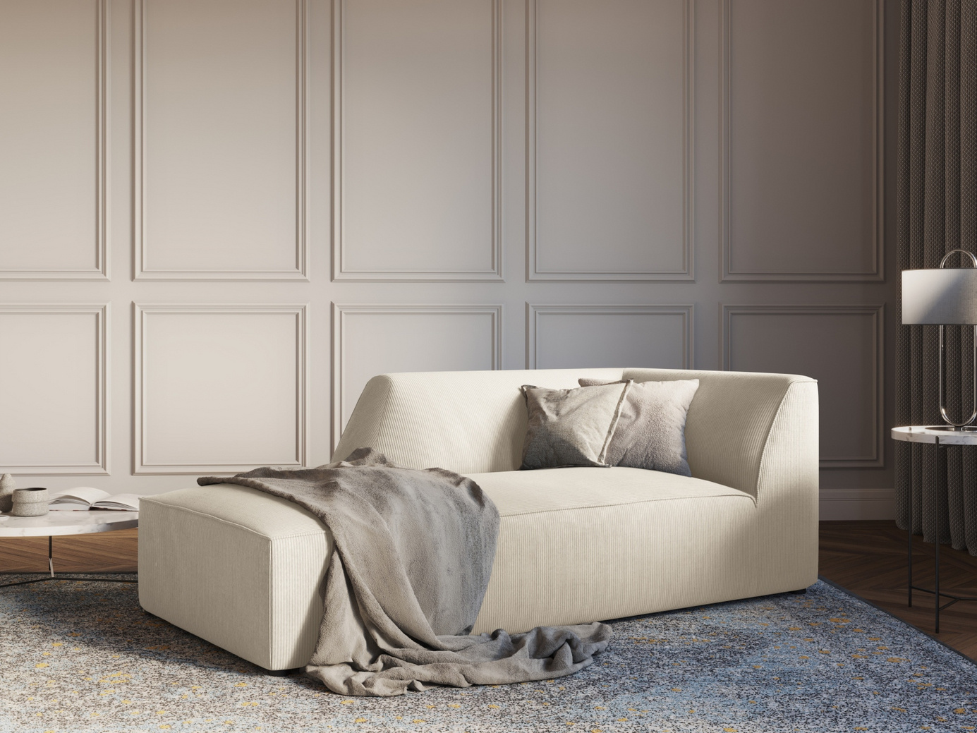 Cosmopolitan Design venstrevendt chaiselong, "Siena", 1-personers, 93 × 181 × 69 cm, Scala, sorte plastben