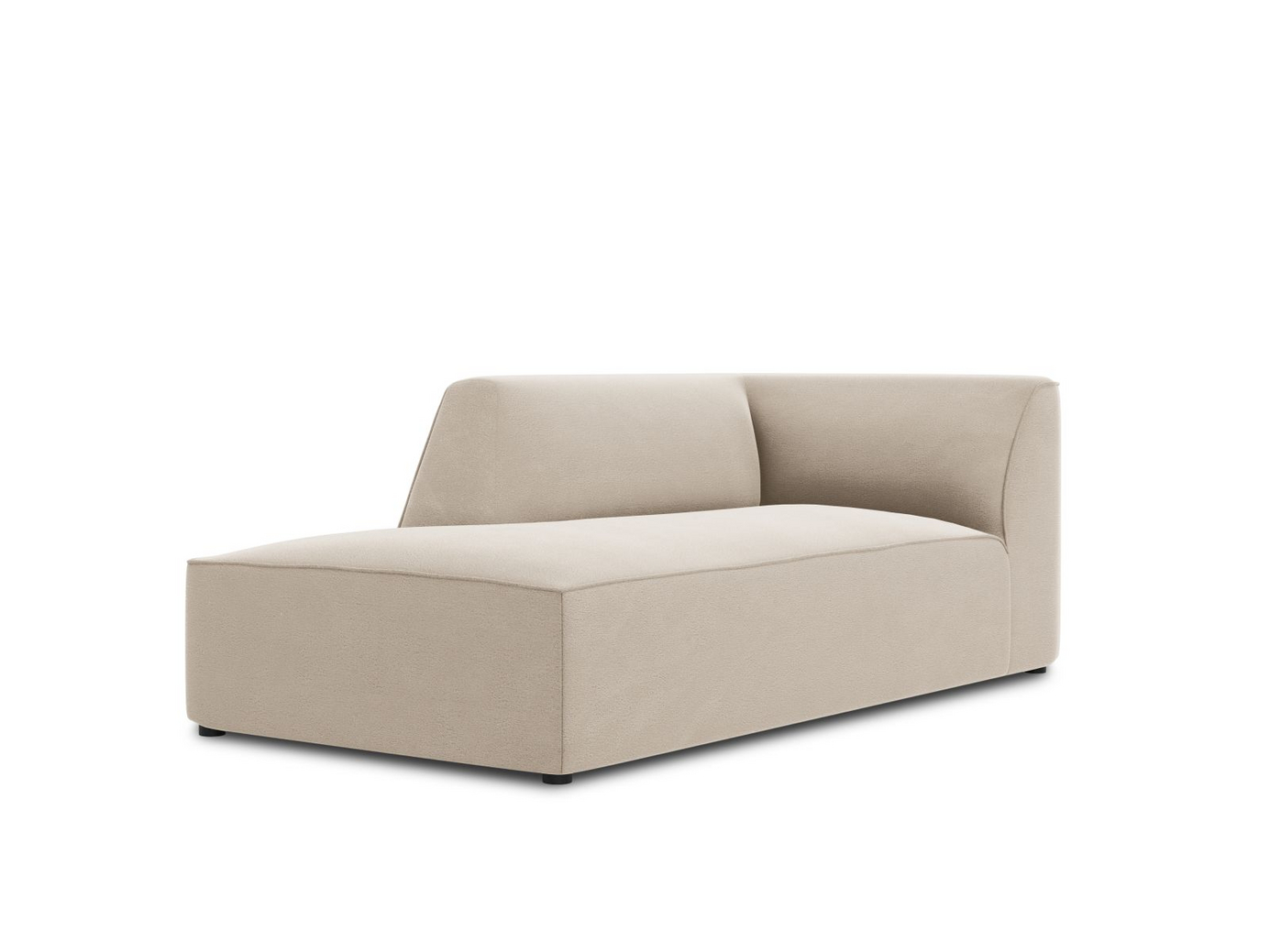 Cosmopolitan Design venstrevendt velourchaiselong, "Siena", 1-personers, 93 × 181 × 69 cm, Salvador, sorte plastben