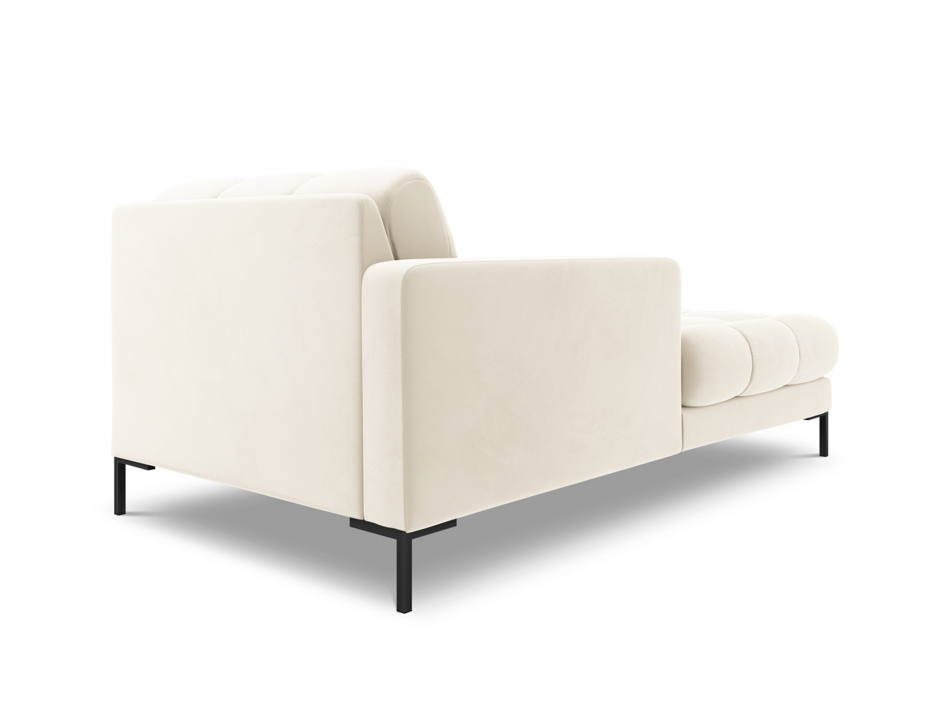 Cosmopolitan Design venstrevendt velourchaiselong, "Bali", 1-personers, 102 × 185 × 75 cm, Bluvel, sorte metalben