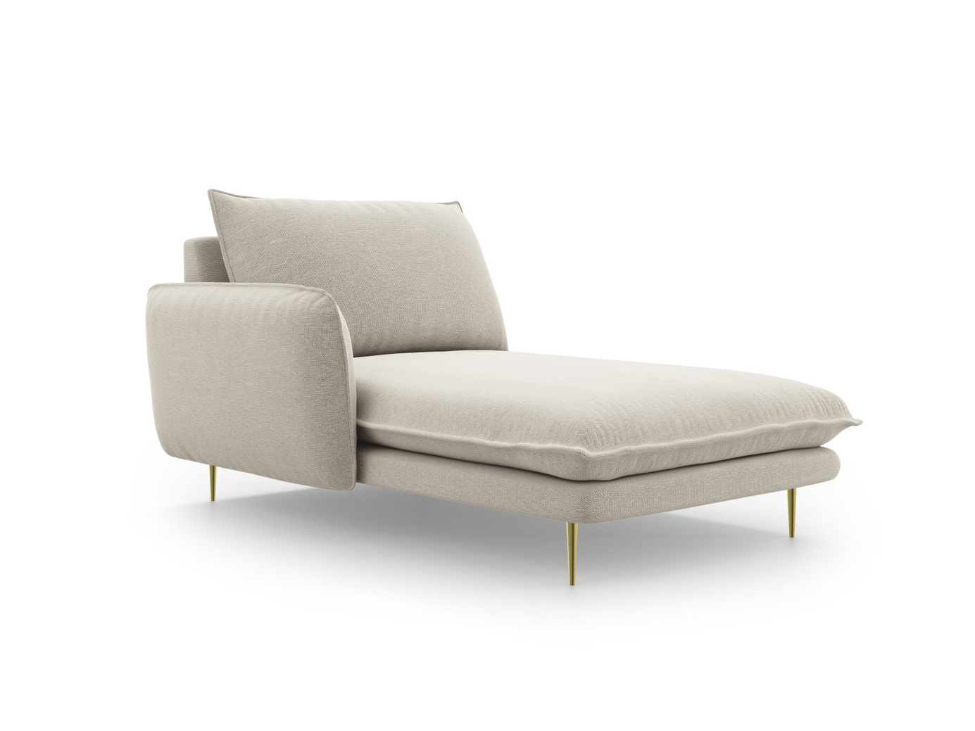 Cosmopolitan Design venstrevendt chaiselong, "Vienna", 1-personers, 110 × 170 × 95 cm, Positano, guldfarvede metalben