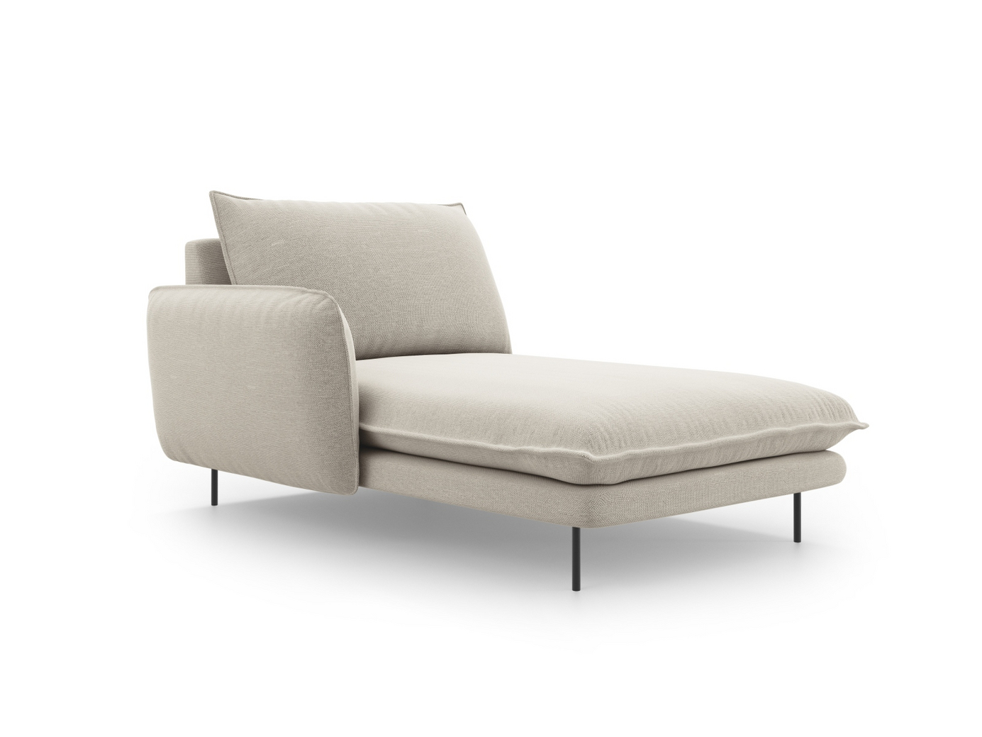 Cosmopolitan Design venstrevendt chaiselong, "Vienna", 1-personers, 110 × 170 × 95 cm, Positano, sorte metalben