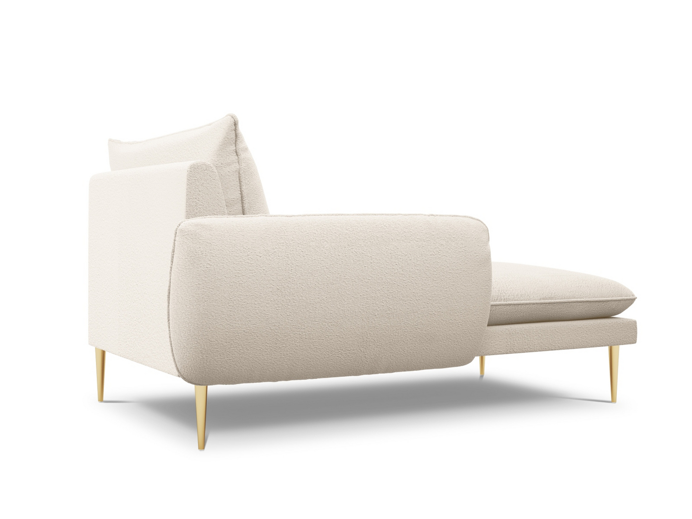 Cosmopolitan Design venstrevendt bouclé-chaiselong, "Vienna", 1-personers, 110 × 170 × 95 cm, Ascot, guldfarvede metalben