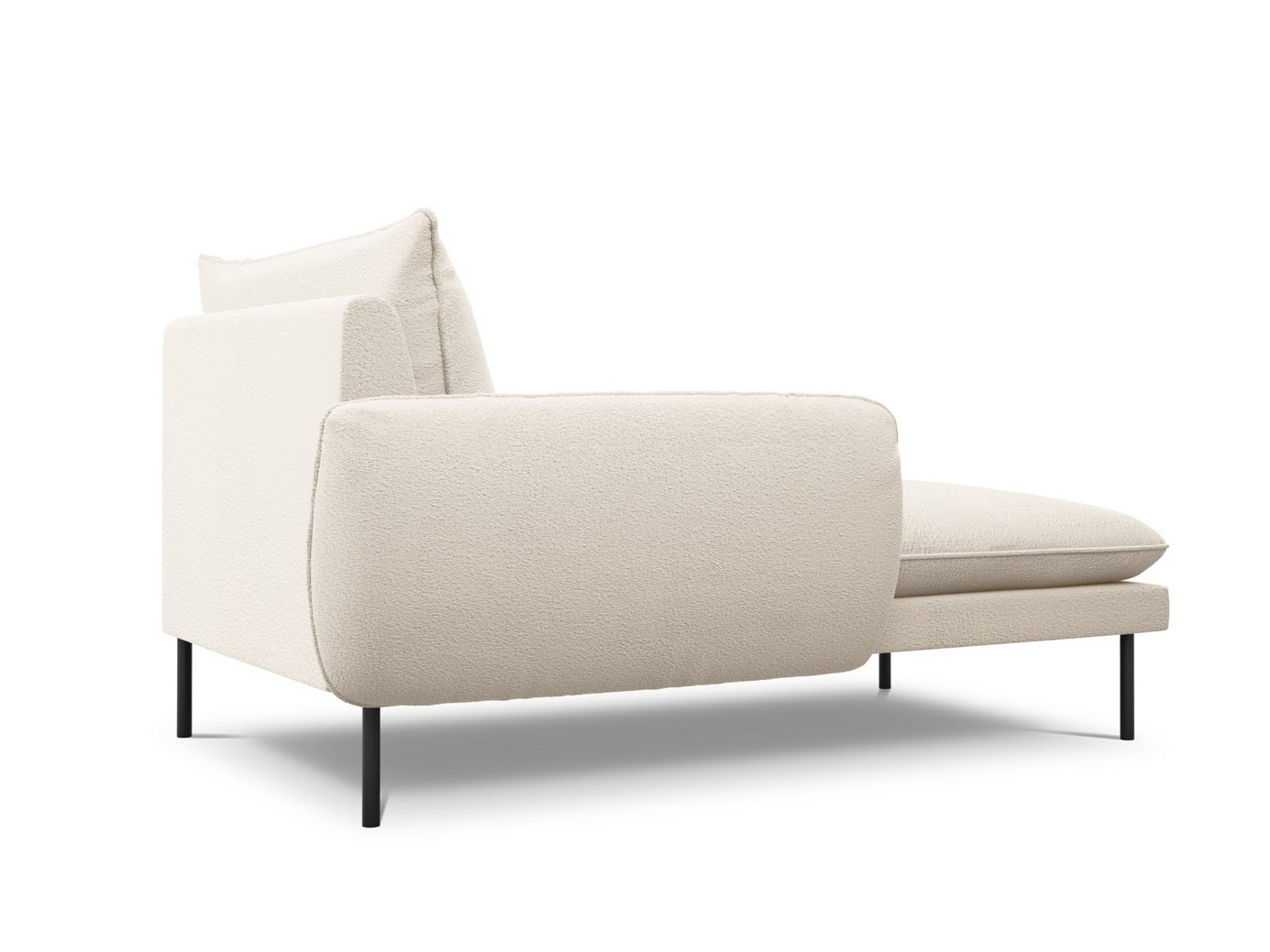 Cosmopolitan Design venstrevendt bouclé-chaiselong, "Vienna", 1-personers, 110 × 170 × 95 cm, Ascot, sorte metalben