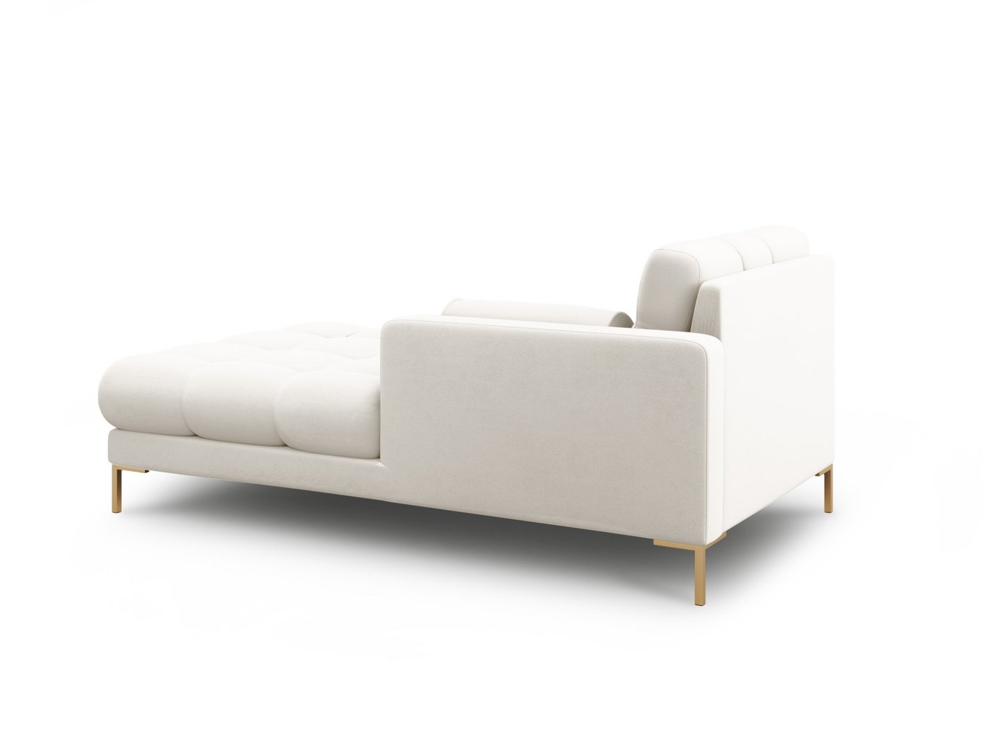 Cosmopolitan Design højrevendt chaiselong, "Bali", 1-personers, 102 × 185 × 75 cm, Neve, guldfarvede metalben