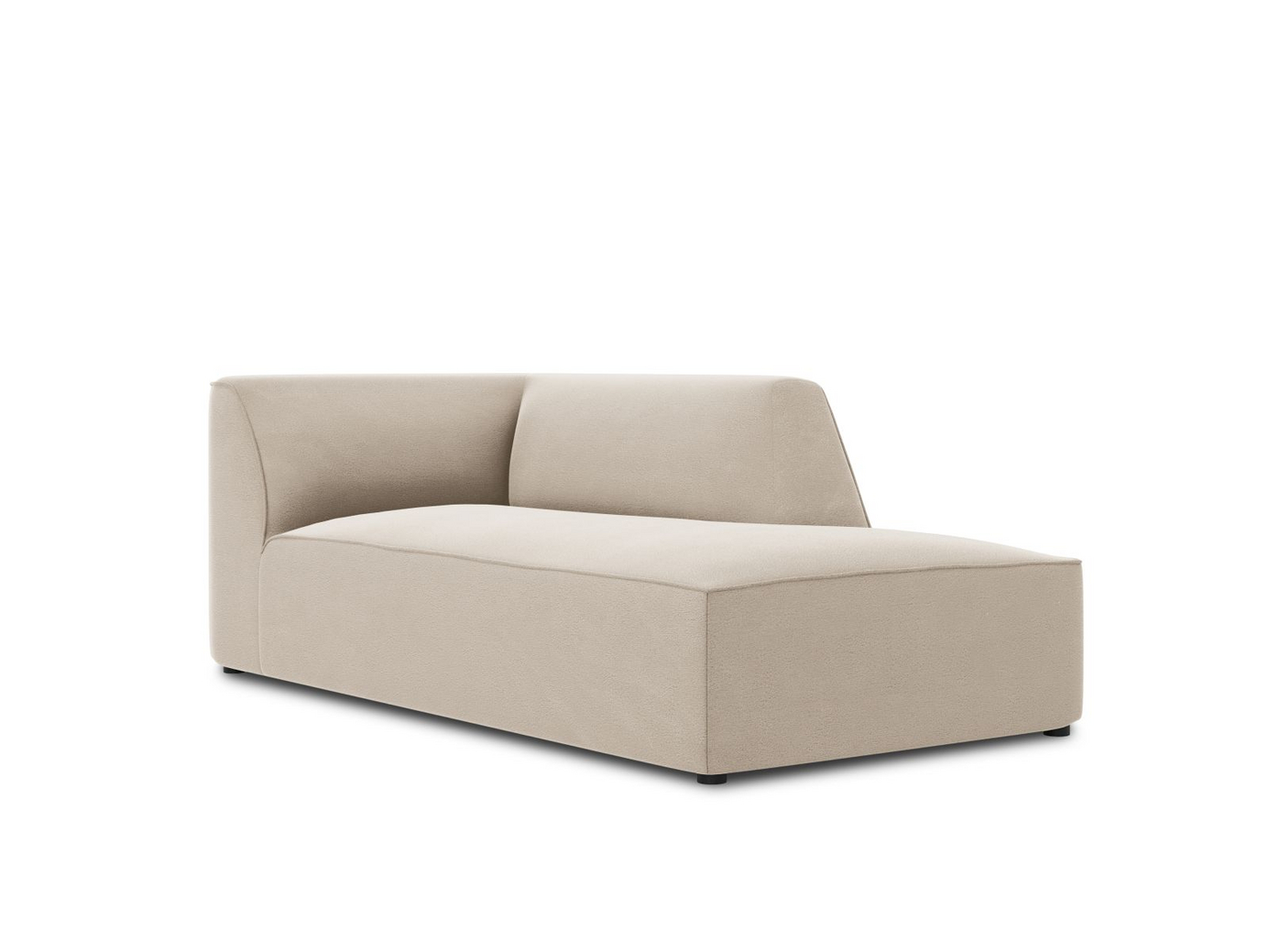 Cosmopolitan Design højrevendt velourchaiselong, "Siena", 1-personers, 93 × 181 × 69 cm, Salvador, sorte plastben