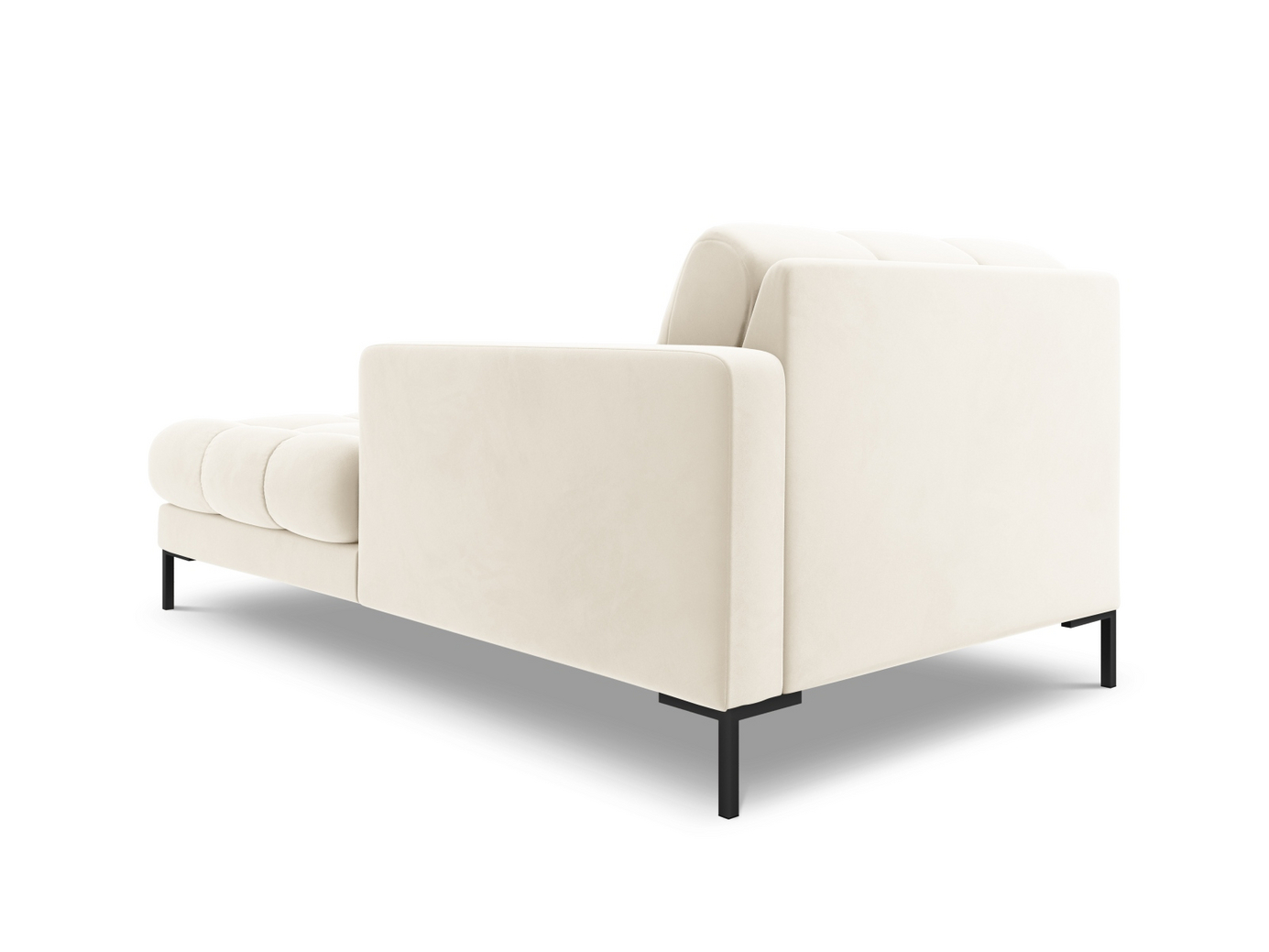 Cosmopolitan Design højrevendt velourchaiselong, "Bali", 1-personers, 102 × 185 × 75 cm, Bluvel, sorte metalben
