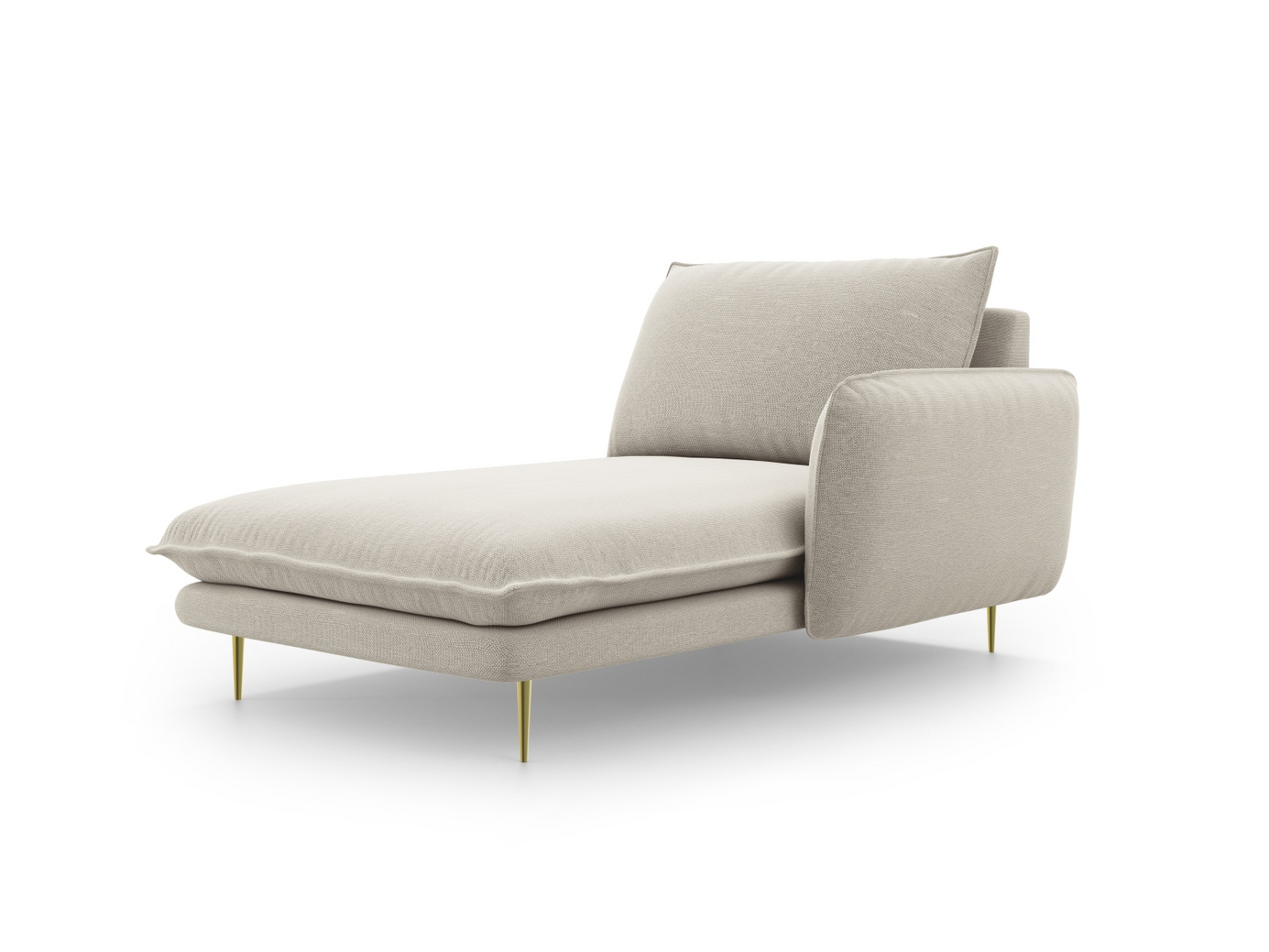 Cosmopolitan Design højrevendt chaiselong, "Vienna", 1-personers, 110 × 170 × 95 cm, Positano, guldfarvede metalben