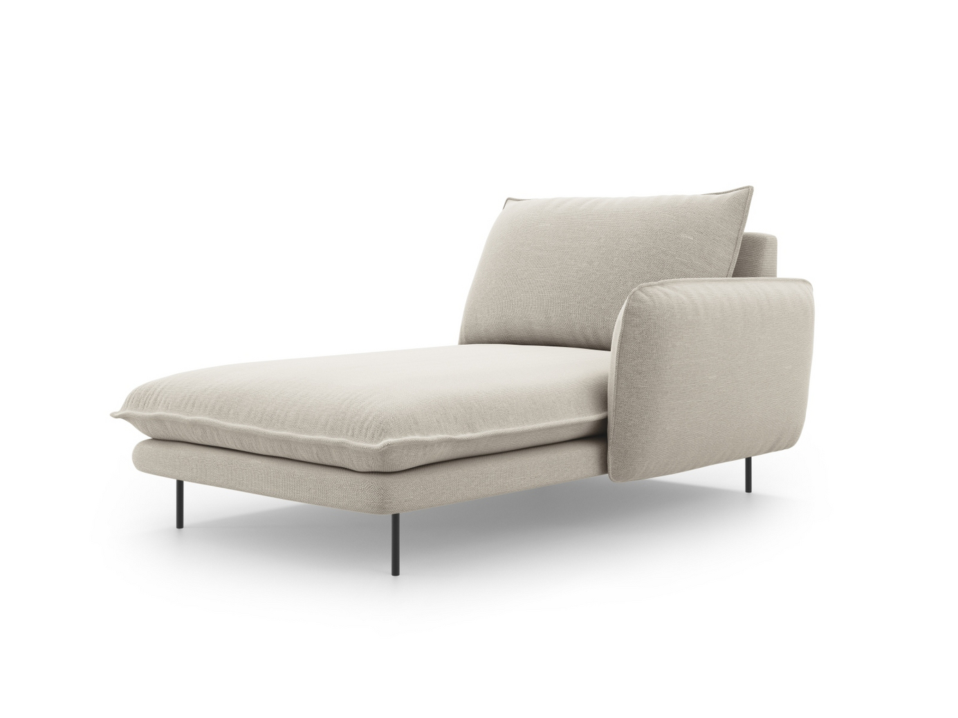 Cosmopolitan Design højrevendt chaiselong, "Vienna", 1-personers, 110 × 170 × 95 cm, Positano, sorte metalben