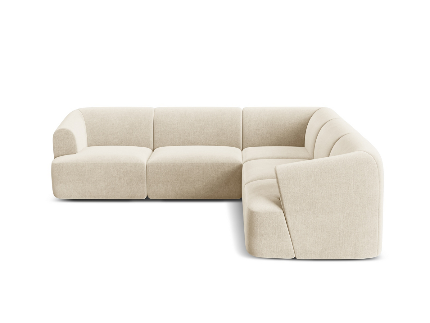 Cosmopolitan Design symmetrisk velourmodulhjørnesofa, "Campi", 6-personers, 255 × 255 × 70 cm, Vogue, sorte plastben