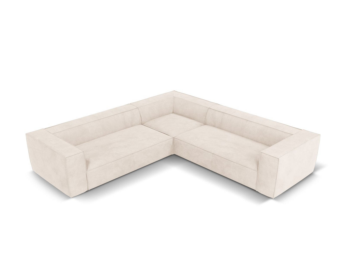 Cosmopolitan Design symmetrisk hjørnesofa, "Turin", 5-personers, 280 × 280 × 68 cm, Rosario, ben i sort bøg