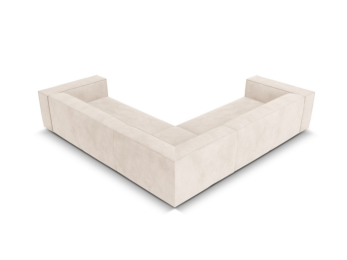 Cosmopolitan Design symmetrisk hjørnesofa, "Turin", 5-personers, 280 × 280 × 68 cm, Rosario, ben i sort bøg
