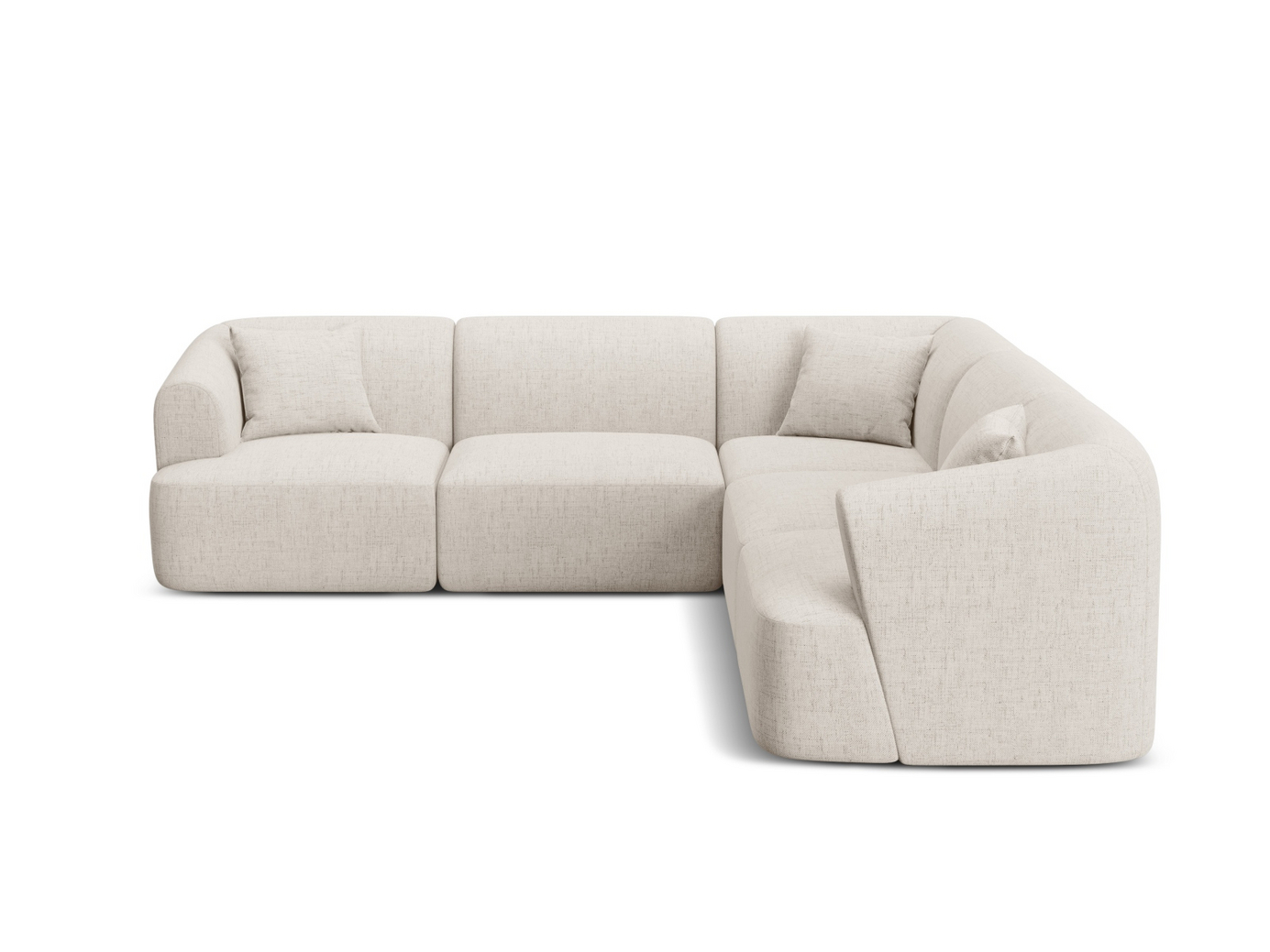 Cosmopolitan Design symmetrisk modulhjørnesofa, "Campi", 6-personers, 255 × 255 × 70 cm, Moly, sorte plastben