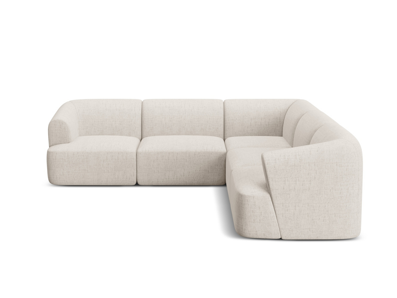 Cosmopolitan Design symmetrisk modulhjørnesofa, "Campi", 6-personers, 255 × 255 × 70 cm, Moly, sorte plastben