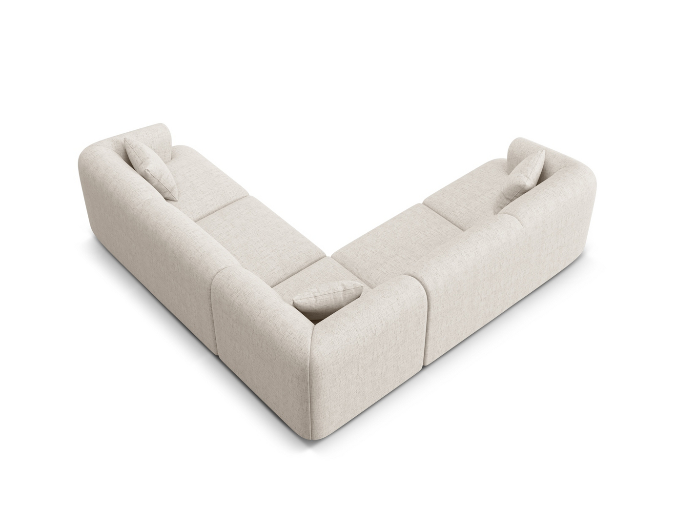 Cosmopolitan Design symmetrisk modulhjørnesofa, "Campi", 6-personers, 255 × 255 × 70 cm, Moly, sorte plastben