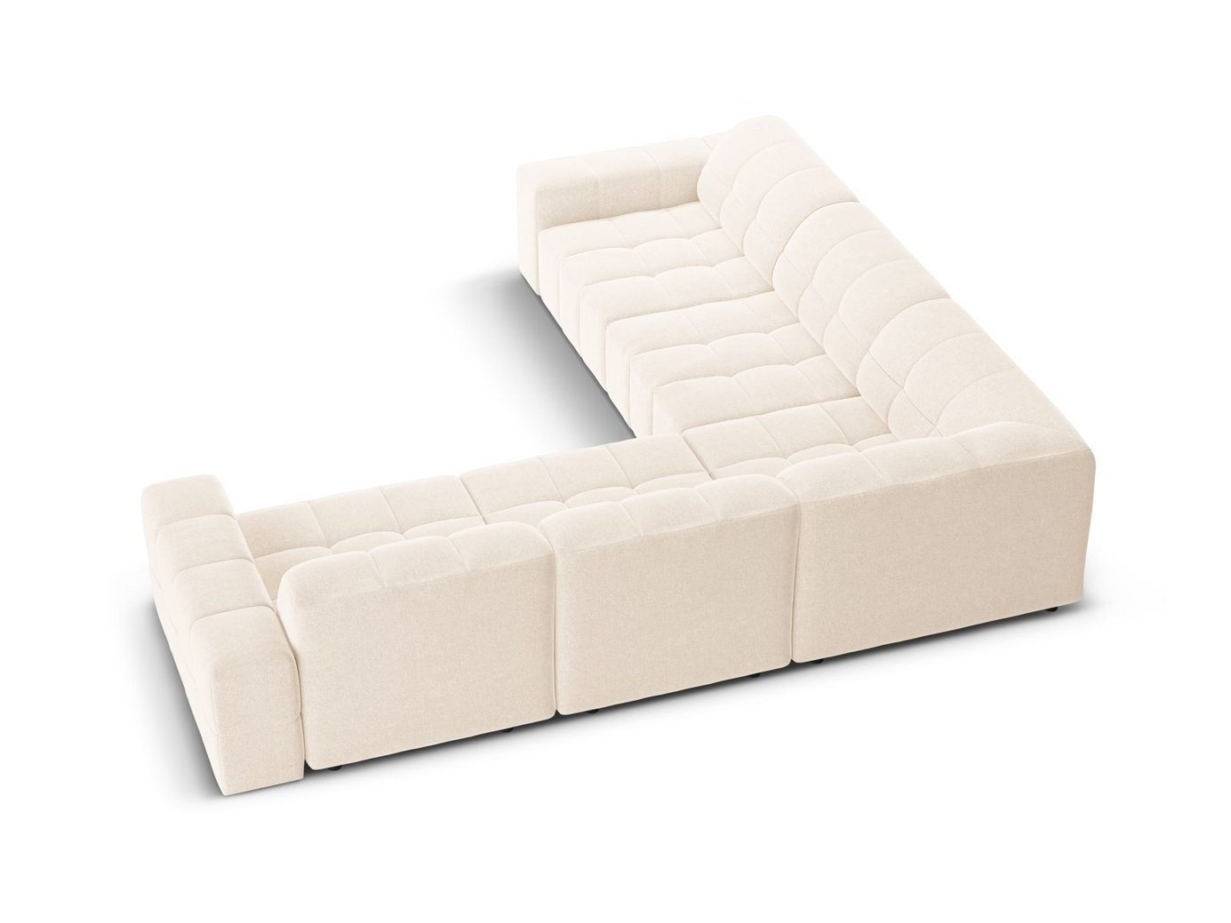 Cosmopolitan Design symmetrisk hjørnesofa, "Chicago", 4-personers, 285 × 285 × 78 cm, Haga, sorte plastben