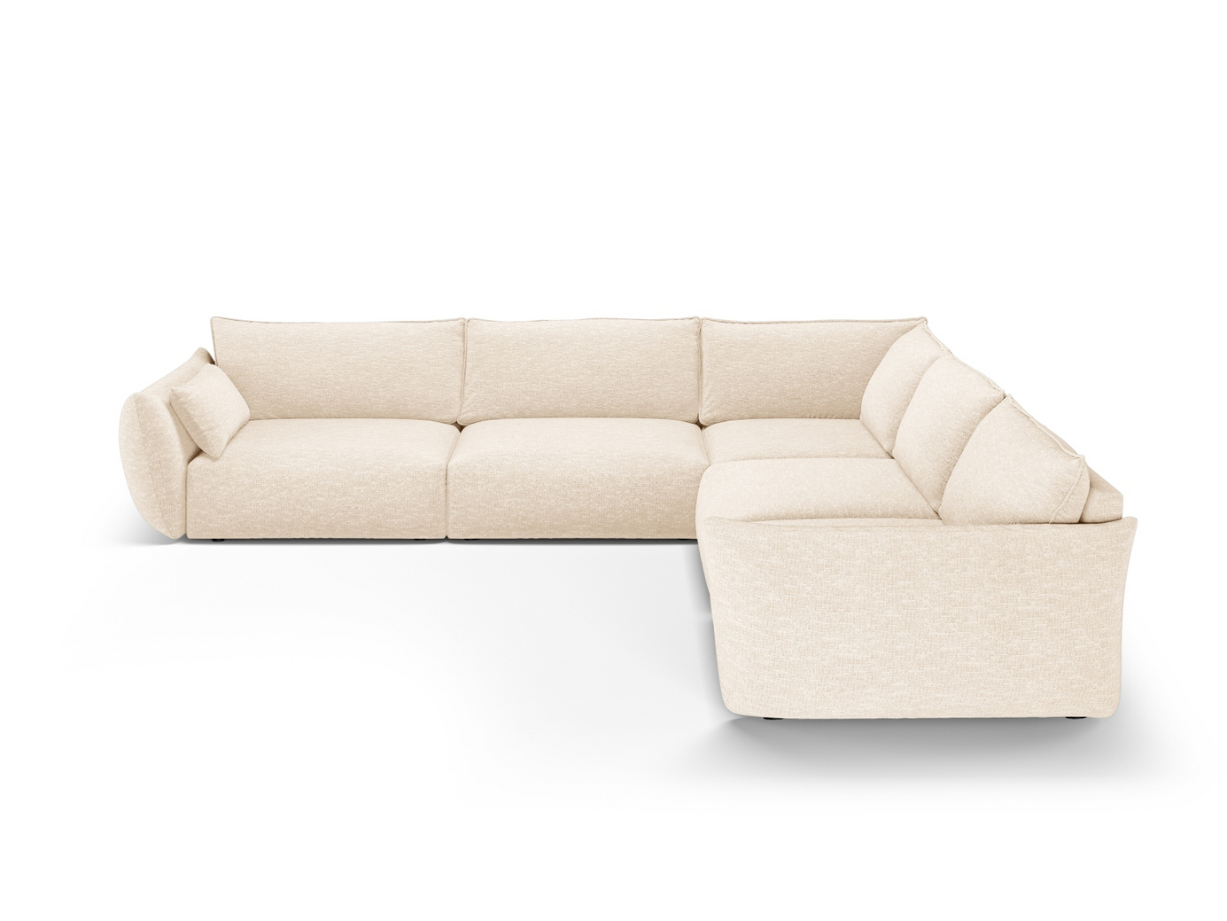Cosmopolitan Design symmetrisk hjørnesofa, "Matera", 7-personers, 286 × 286 × 85 cm, Haga, sorte plastben