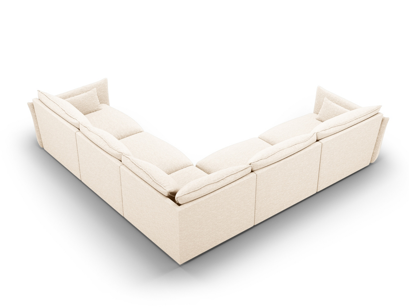 Cosmopolitan Design symmetrisk hjørnesofa, "Matera", 7-personers, 286 × 286 × 85 cm, Haga, sorte plastben