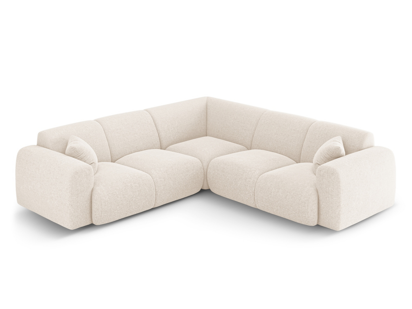 Cosmopolitan Design symmetrisk hjørnesofa, "Nolio", 5-personers, 252 × 252 × 72 cm, Haga, sorte plastben