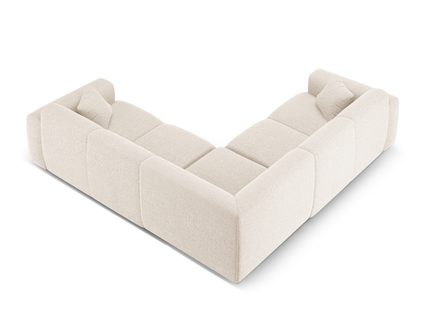 Cosmopolitan Design symmetrisk hjørnesofa, "Nolio", 5-personers, 252 × 252 × 72 cm, Haga, sorte plastben