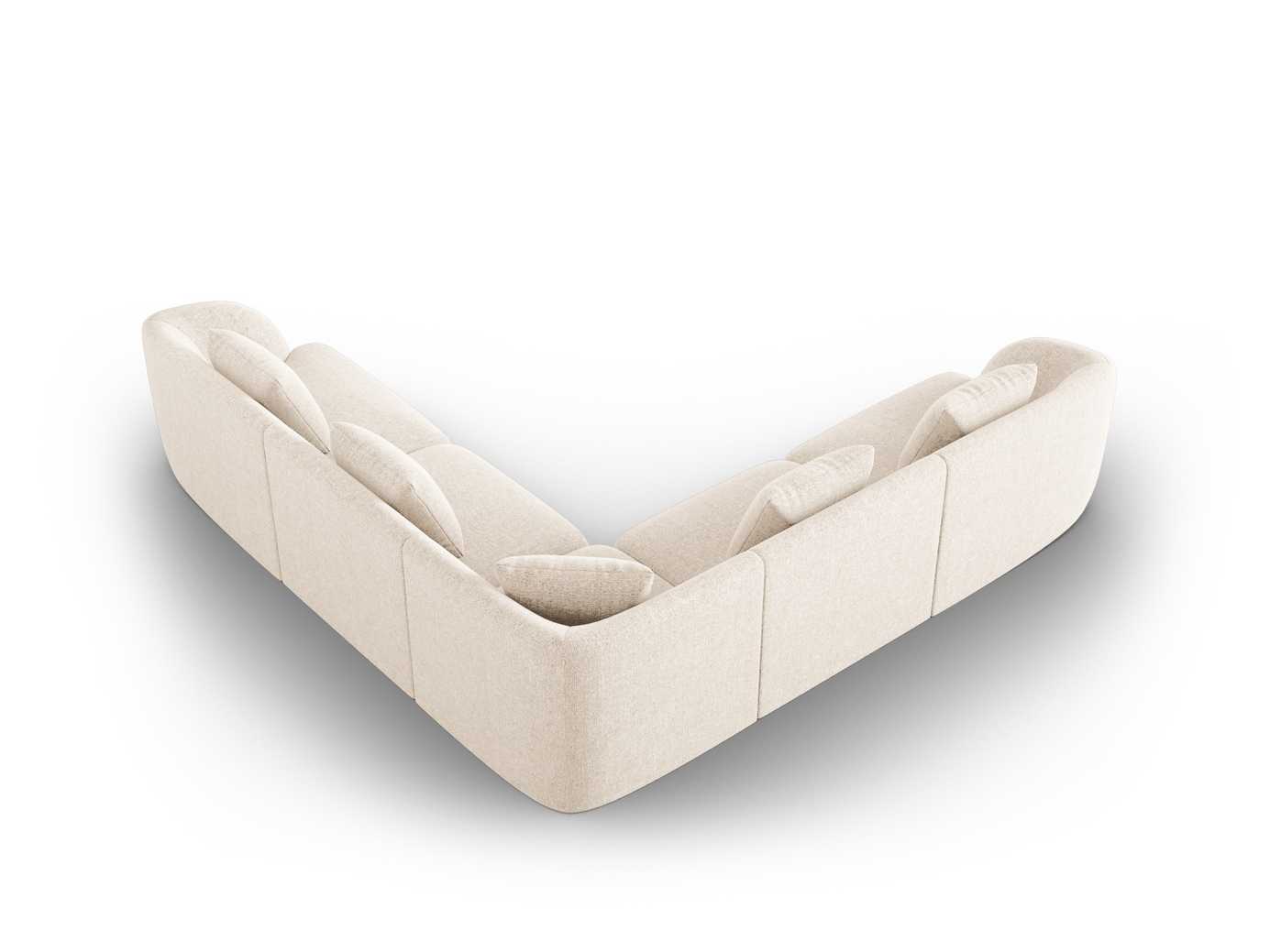 Cosmopolitan Design vendbar hjørnesofa, "Tulum", 5-personers, 255 × 255 × 70 cm, Haga, sorte plastben