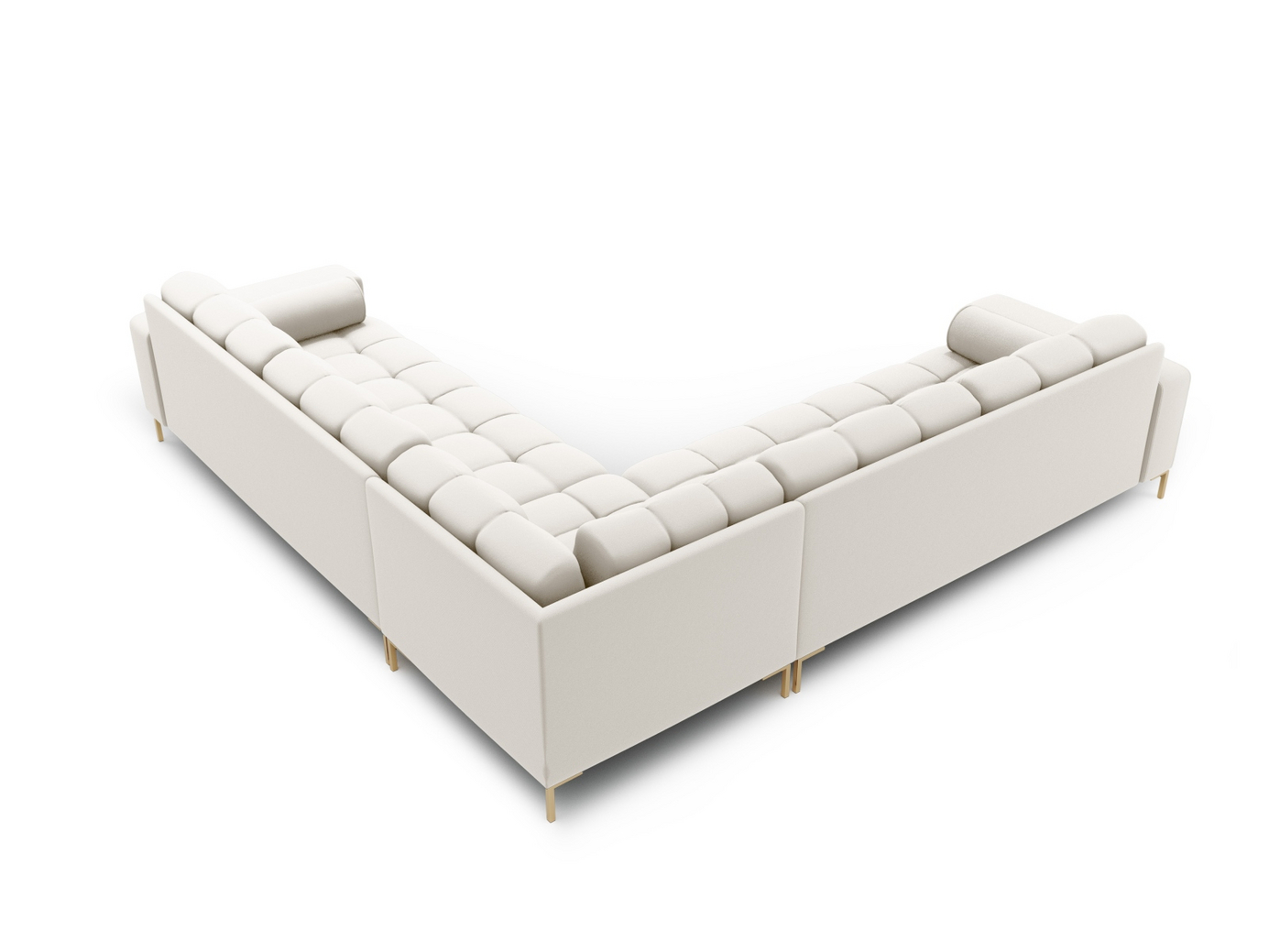 Cosmopolitan Design symmetrisk hjørnesofa, "Bali", 6-personers, 256 × 256 × 75 cm, Neve, guldfarvede metalben
