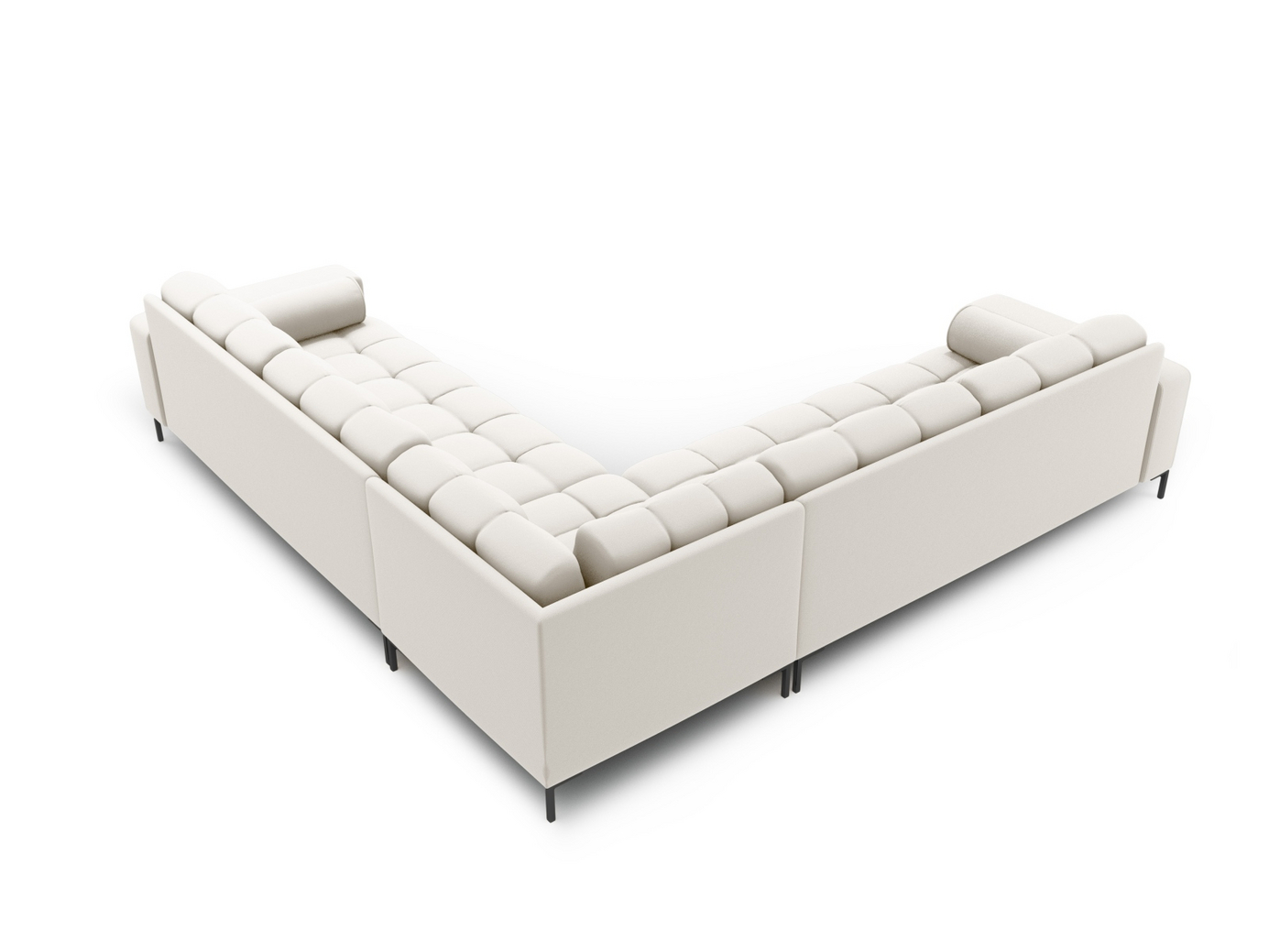 Cosmopolitan Design symmetrisk hjørnesofa, "Bali", 6-personers, 256 × 256 × 75 cm, Neve, sorte metalben