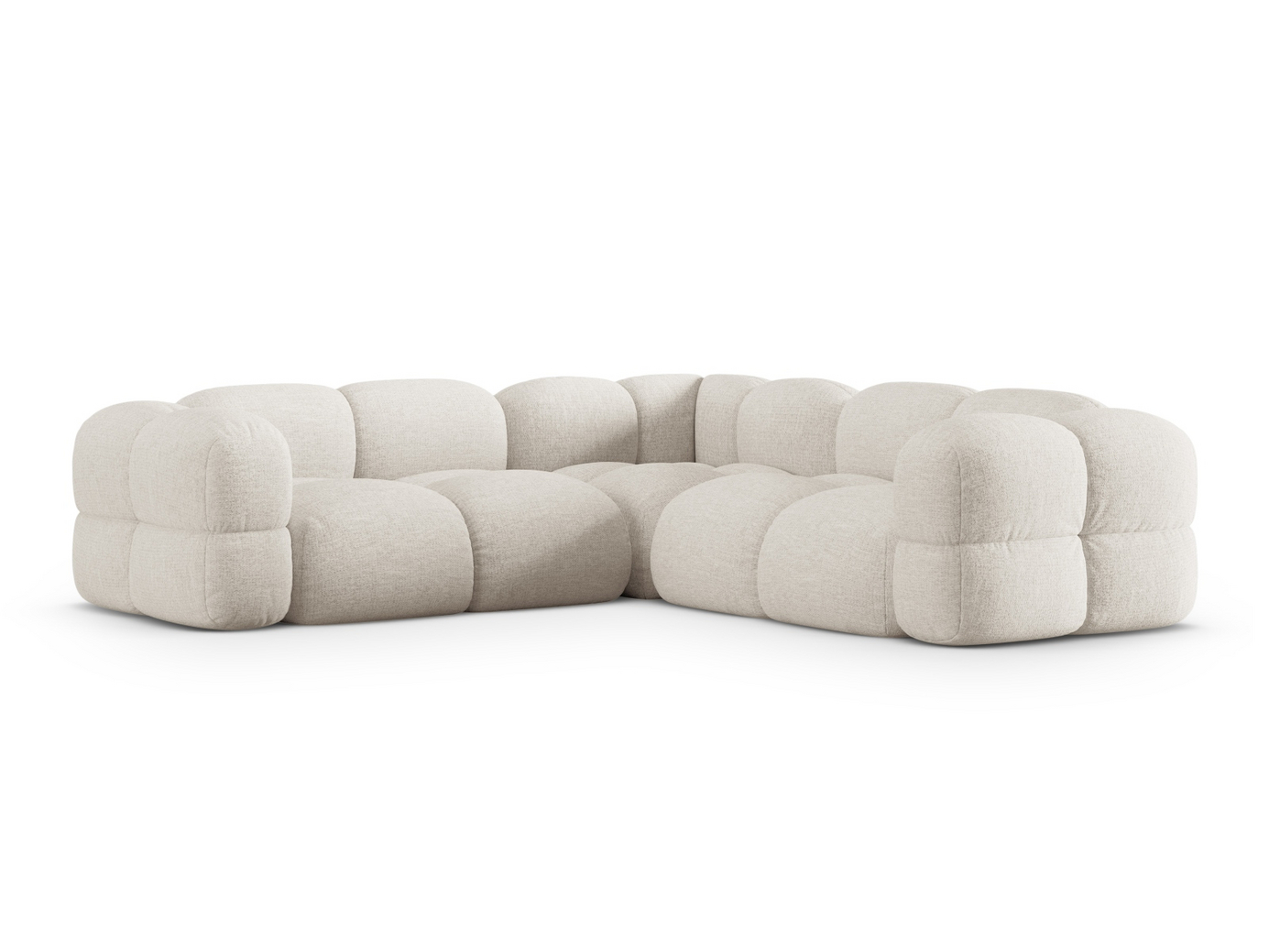 Cosmopolitan Design symmetrisk hjørnesofa, "Loretto", 4-personers, 250 × 250 × 68 cm, Sorella, sorte plastben