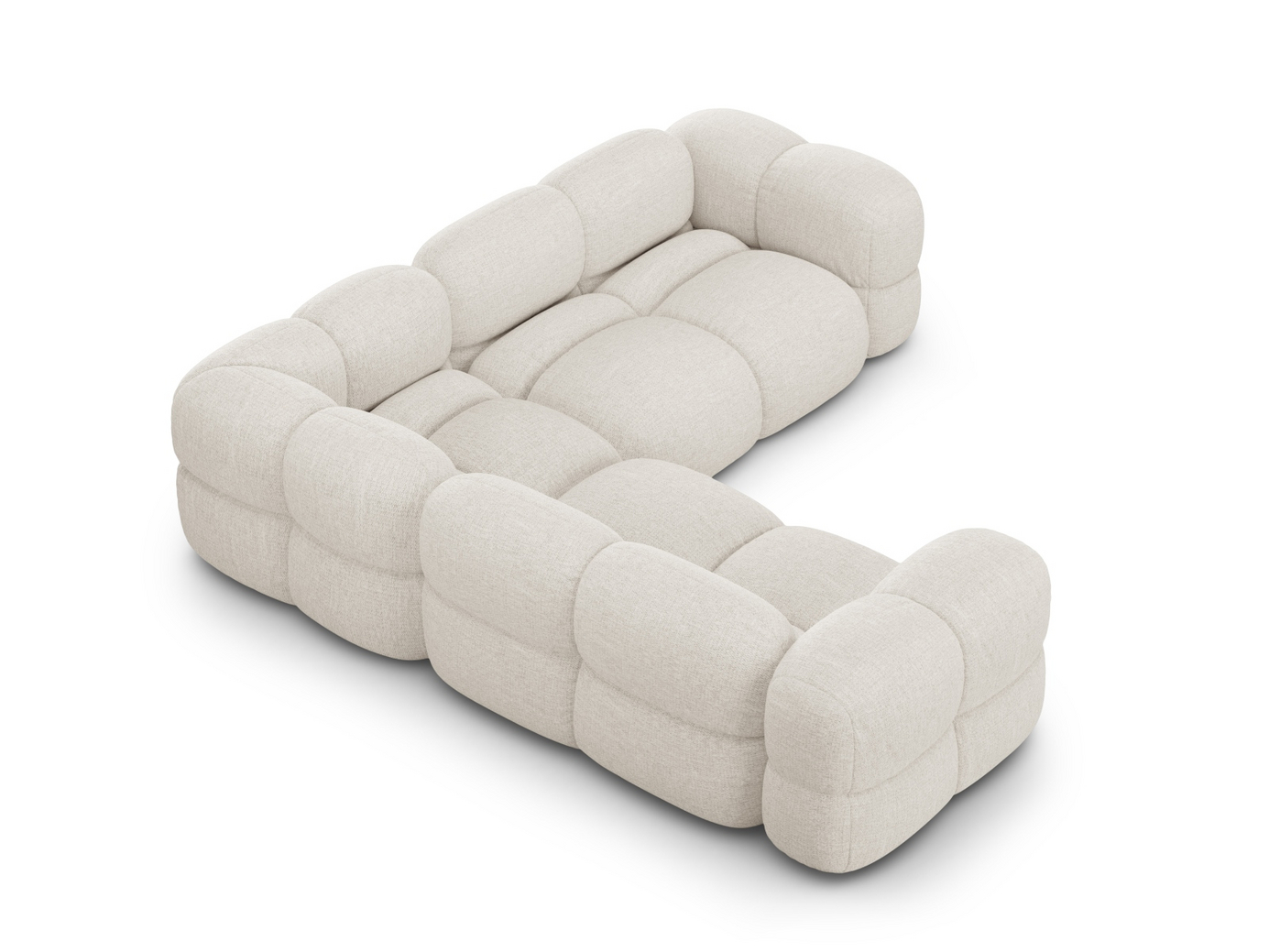 Cosmopolitan Design symmetrisk hjørnesofa, "Loretto", 4-personers, 250 × 250 × 68 cm, Sorella, sorte plastben