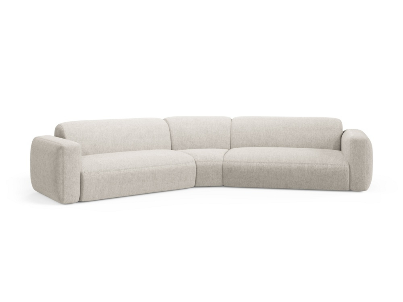 Cosmopolitan Design symmetrisk modulhjørnesofa, "Strino", 3-personers, 344 × 210 × 78 cm, Sorella, sorte plastben