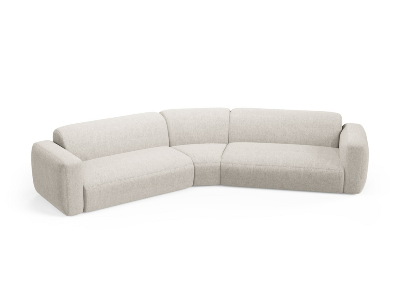 Cosmopolitan Design symmetrisk modulhjørnesofa, "Strino", 3-personers, 344 × 210 × 78 cm, Sorella, sorte plastben