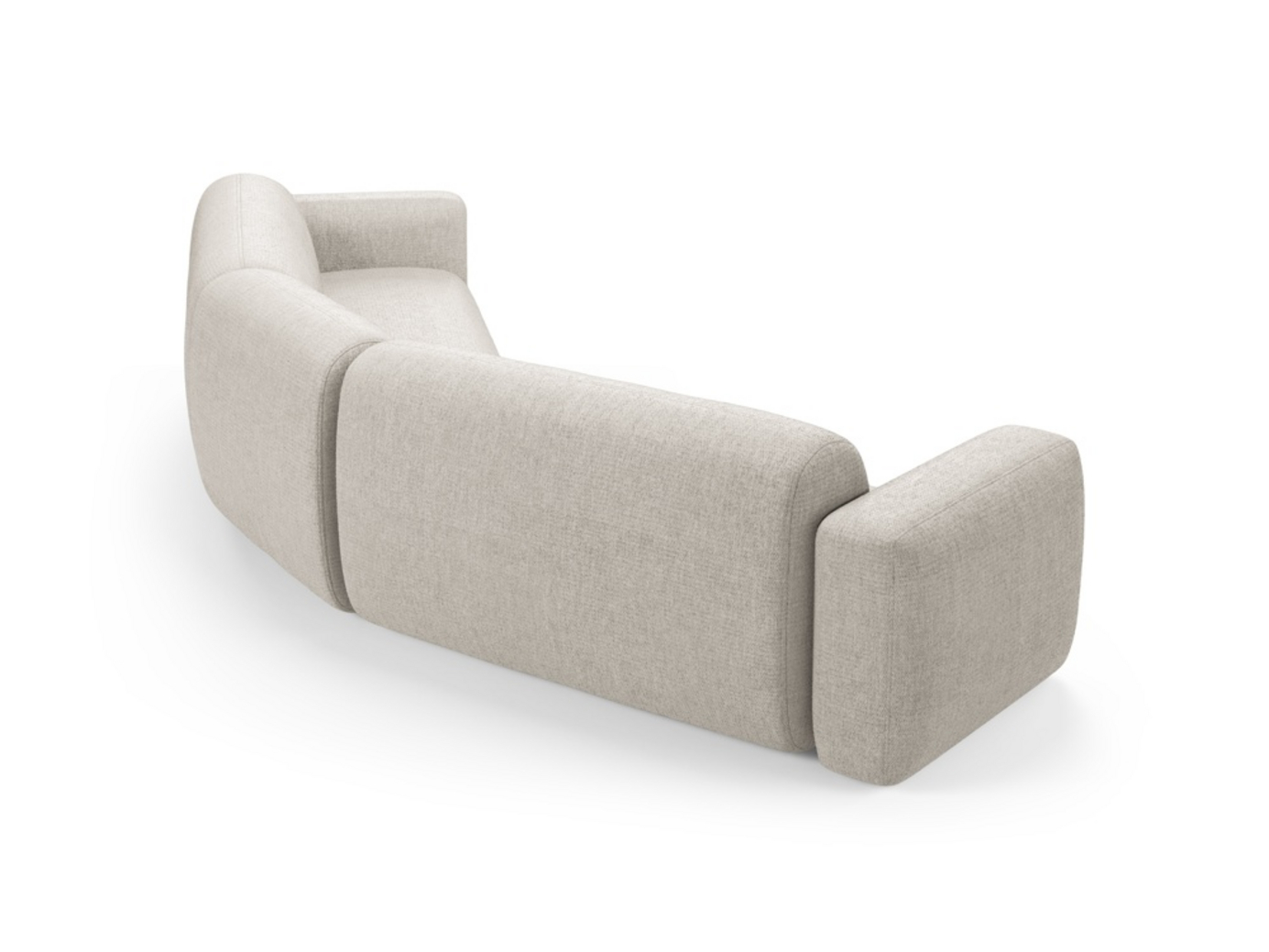 Cosmopolitan Design symmetrisk modulhjørnesofa, "Strino", 3-personers, 344 × 210 × 78 cm, Sorella, sorte plastben