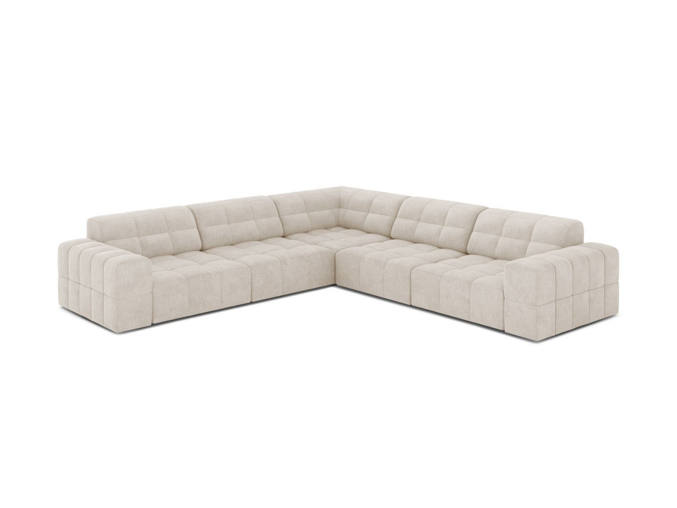 Cosmopolitan Design symmetrisk hjørnesofa, "Chicago", 4-personers, 285 × 285 × 78 cm, Eden 10, sorte plastben