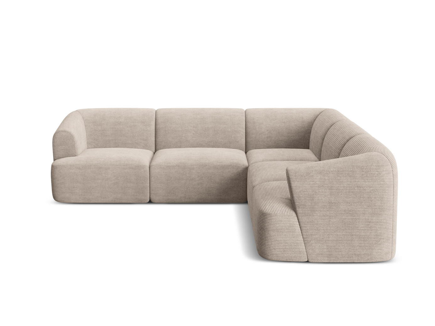 Cosmopolitan Design symmetrisk modulhjørnesofa, "Campi", 6-personers, 255 × 255 × 70 cm, Lincoln, sorte plastben