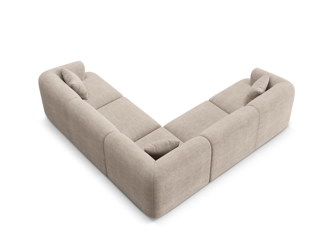 Cosmopolitan Design symmetrisk modulhjørnesofa, "Campi", 6-personers, 255 × 255 × 70 cm, Lincoln, sorte plastben
