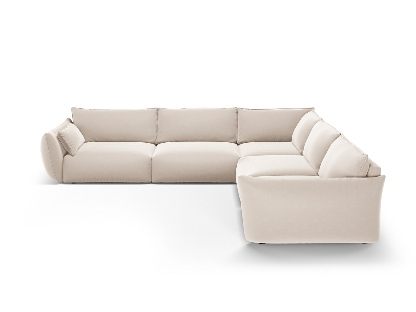 Cosmopolitan Design symmetrisk velourhjørnesofa, "Matera", 7-personers, 286 × 286 × 85 cm, Salvador, sorte plastben