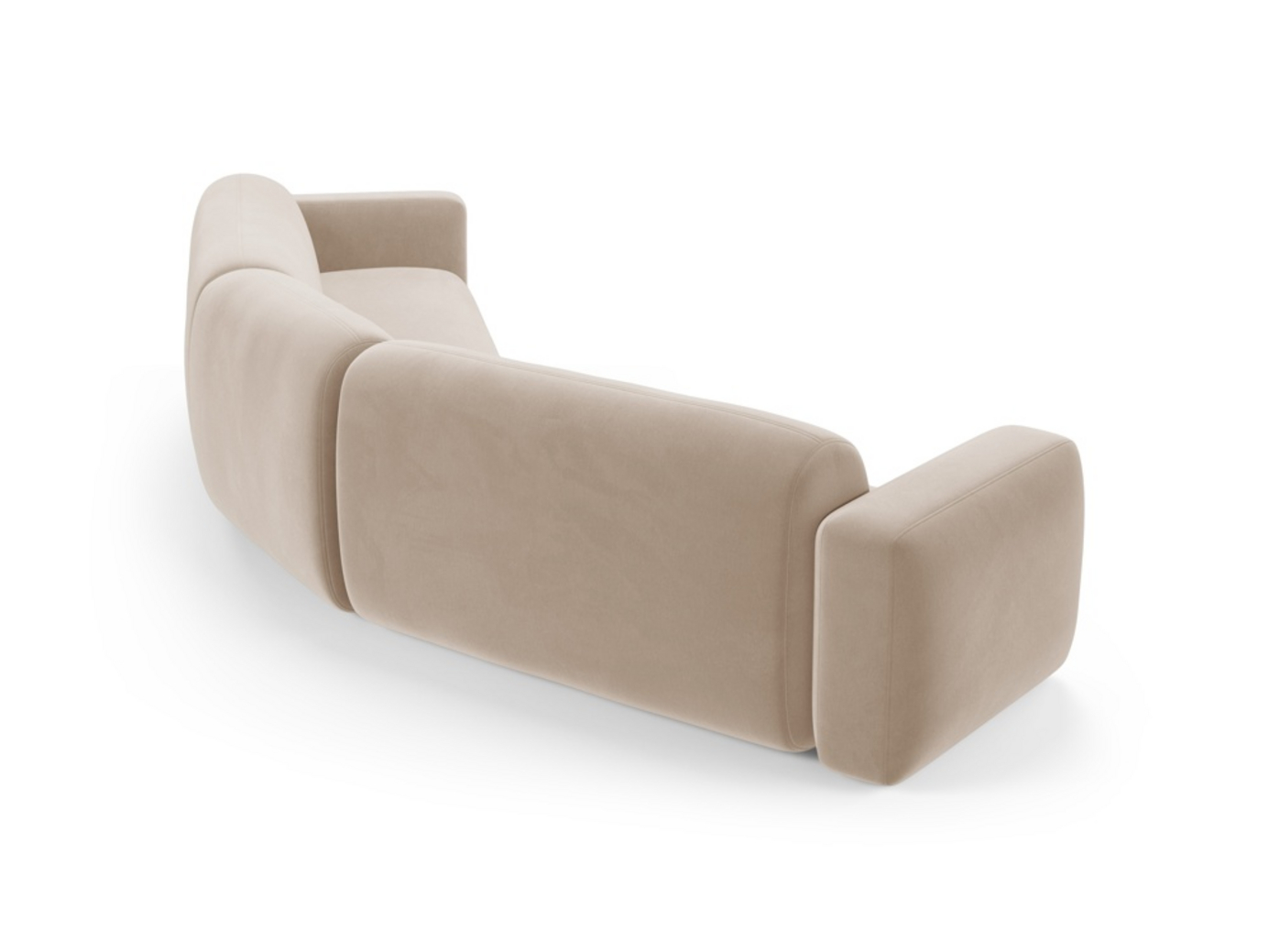 Cosmopolitan Design symmetrisk velourmodulhjørnesofa, "Strino", 3-personers, 344 × 210 × 78 cm, Salvador, sorte plastben
