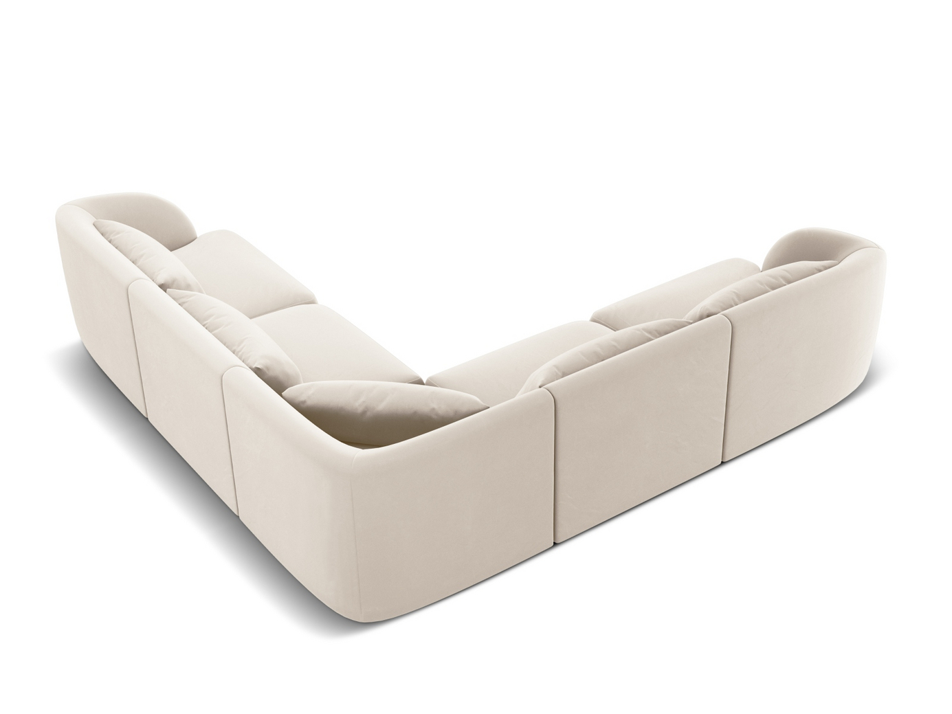 Cosmopolitan Design vendbar velourhjørnesofa, "Tulum", 5-personers, 255 × 255 × 70 cm, Bluvel, sorte plastben