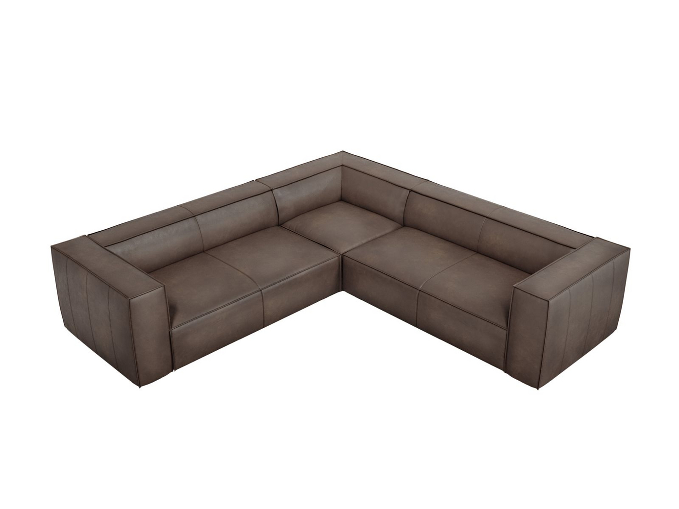Cosmopolitan Design symmetrisk ægte læder hjørnesofa, "Turin", 5-personers, 280 × 280 × 68 cm, Granada, ben i sort bøg