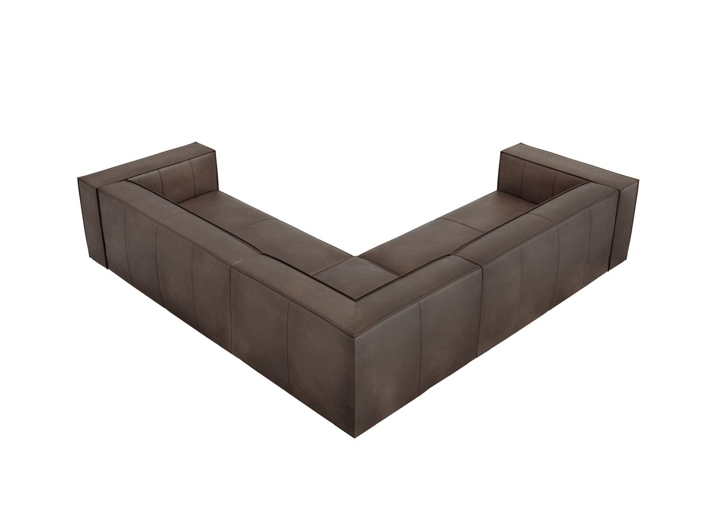 Cosmopolitan Design symmetrisk ægte læder hjørnesofa, "Turin", 5-personers, 280 × 280 × 68 cm, Granada, ben i sort bøg