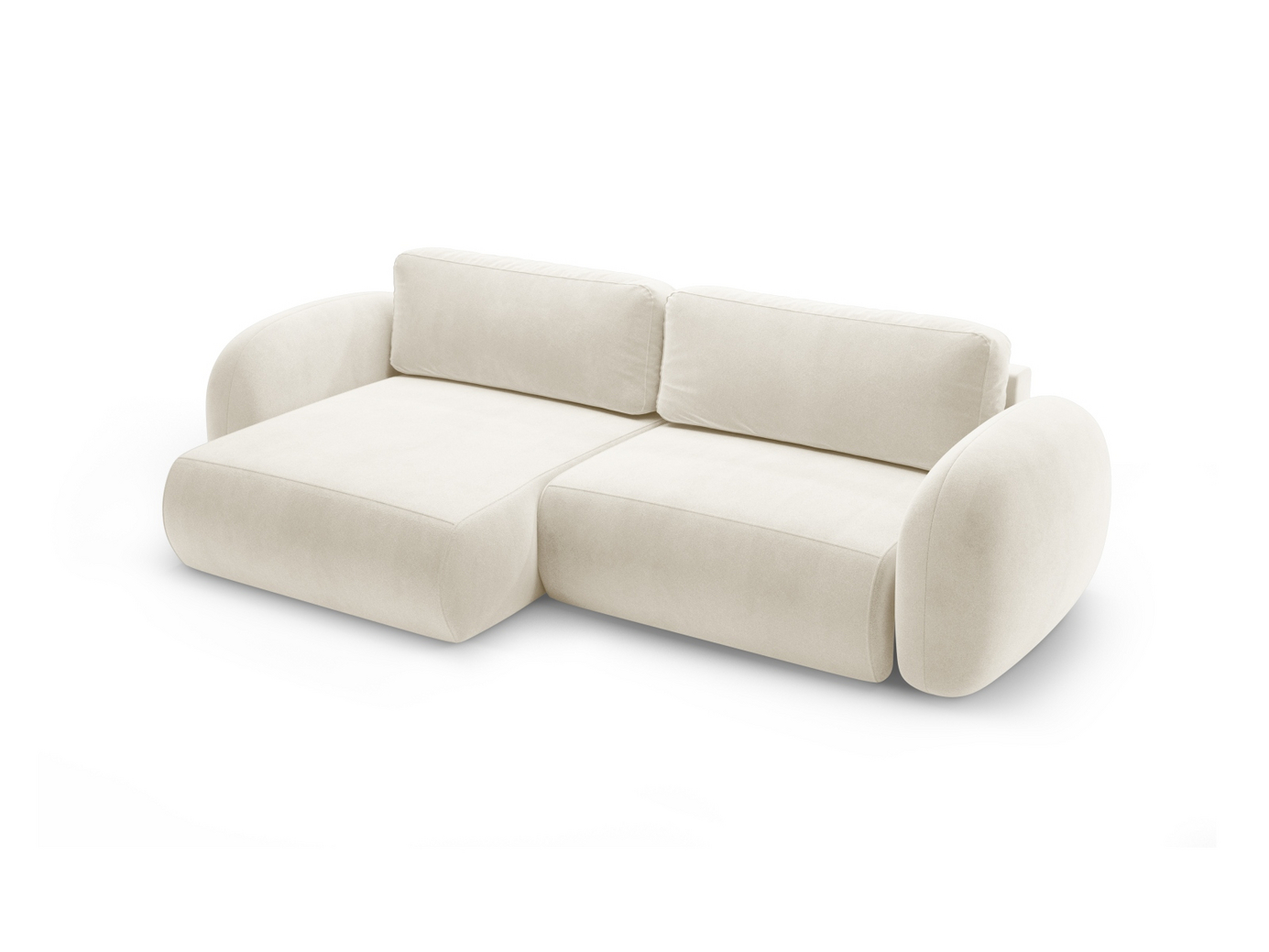 Cosmopolitan Design vendbar velourhjørnesovesofa med opbevaring, "Tonale", 4-personers, 262 × 149 × 88 cm, Magic Velvet, sorte plastben