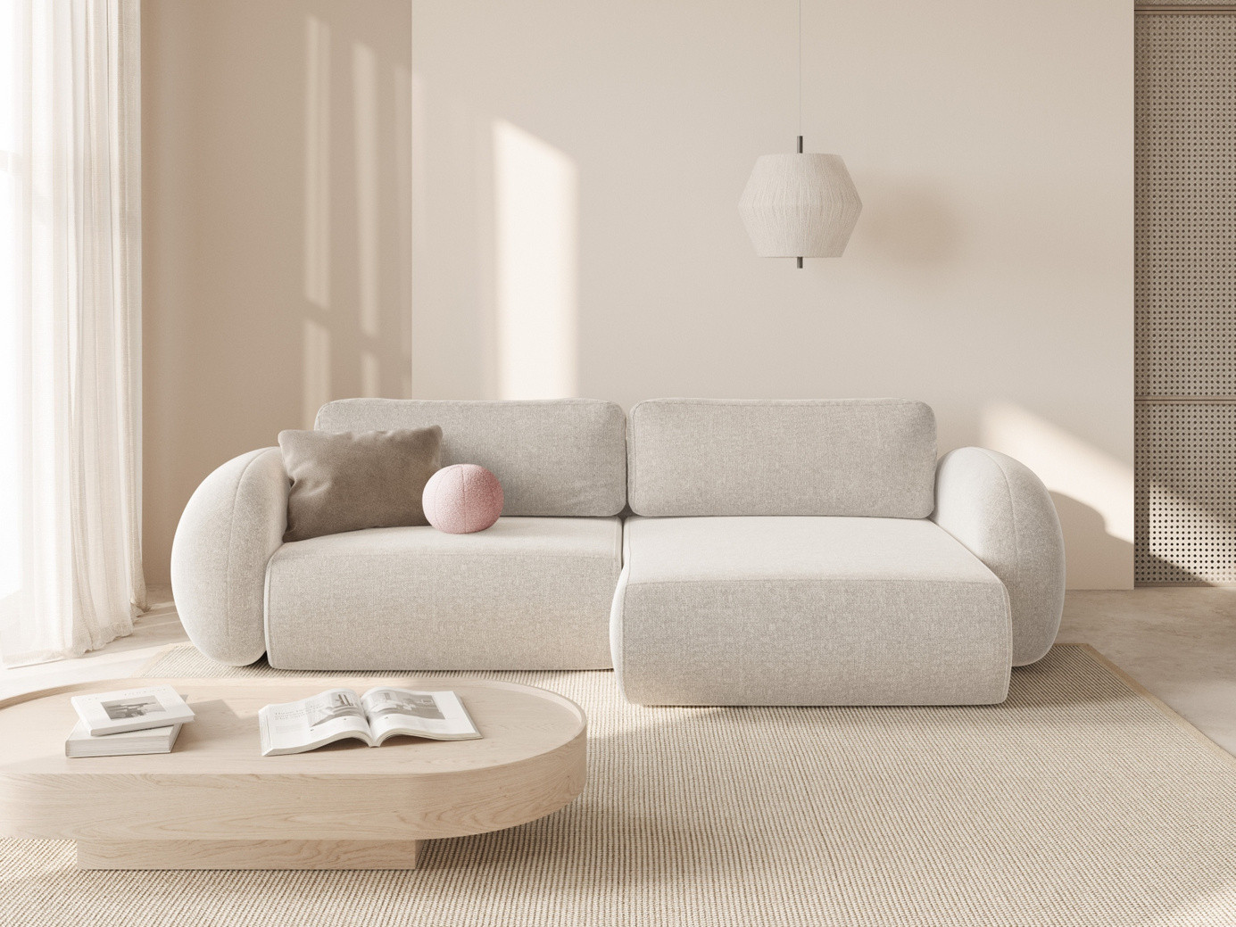 Cosmopolitan Design vendbar hjørnesovesofa med opbevaring, "Tonale", 4-personers, 262 × 149 × 88 cm, Eden 10, sorte plastben