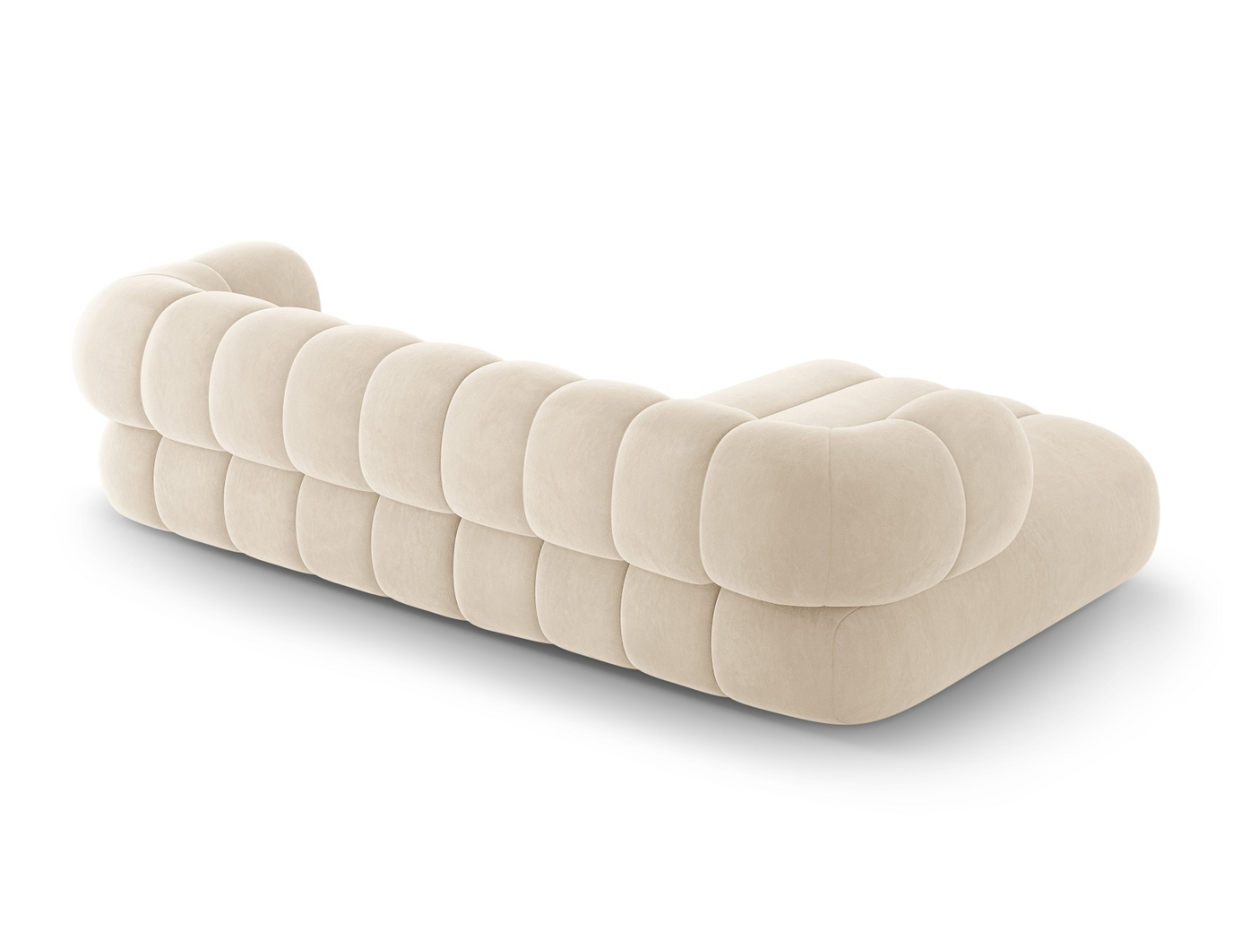 Cosmopolitan Design venstrevendt velourhjørnesofa, "Koge", 5-personers, 270 × 165 × 70 cm, Vogue, sorte plastben