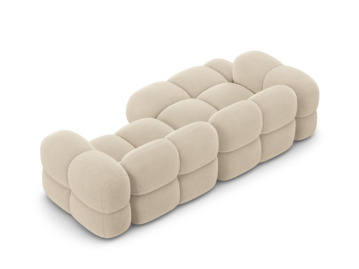 Cosmopolitan Design venstrevendt velourhjørnesofa, "Loretto", 3-personers, 250 × 147 × 68 cm, Vogue, sorte plastben
