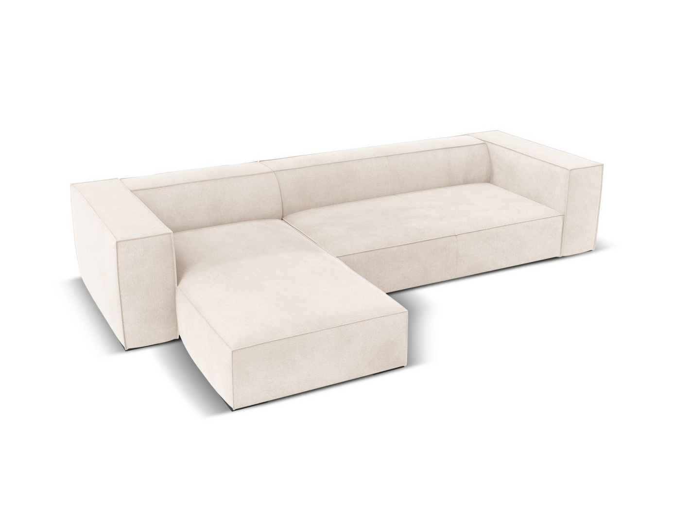 Cosmopolitan Design venstrevendt hjørnesofa, "Turin", 5-personers, 290 × 173 × 68 cm, Rosario, ben i sort bøg