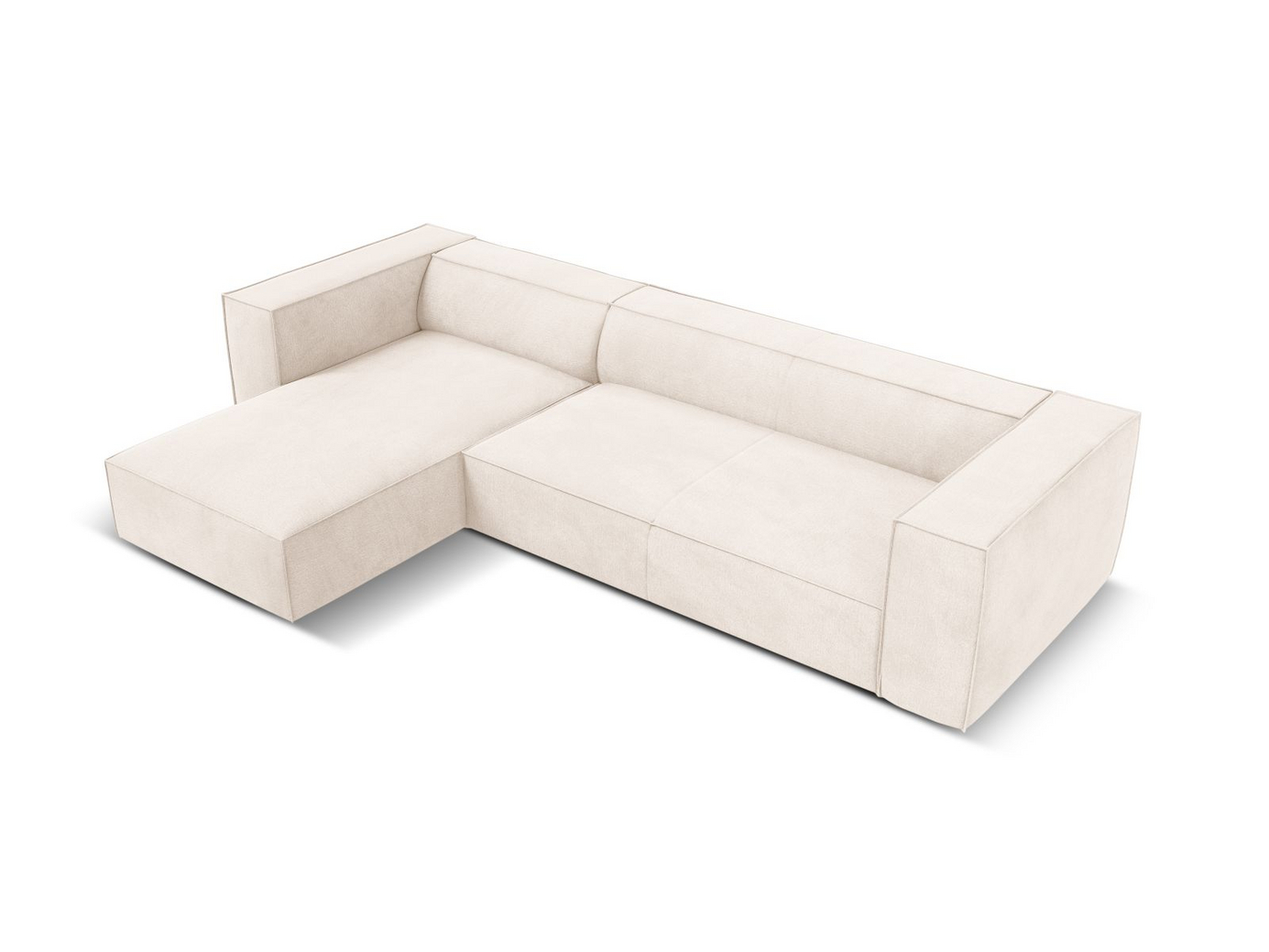 Cosmopolitan Design venstrevendt hjørnesofa, "Turin", 5-personers, 290 × 173 × 68 cm, Rosario, ben i sort bøg