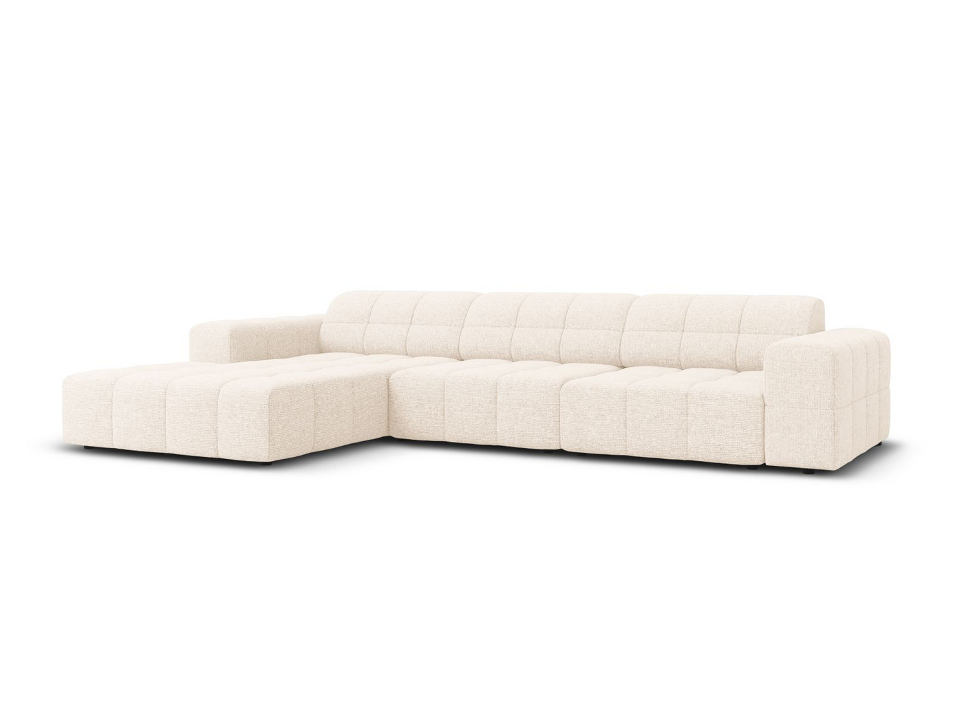 Cosmopolitan Design venstrevendt hjørnesofa, "Chicago", 4-personers, 294 × 167 × 78 cm, Haga, sorte plastben