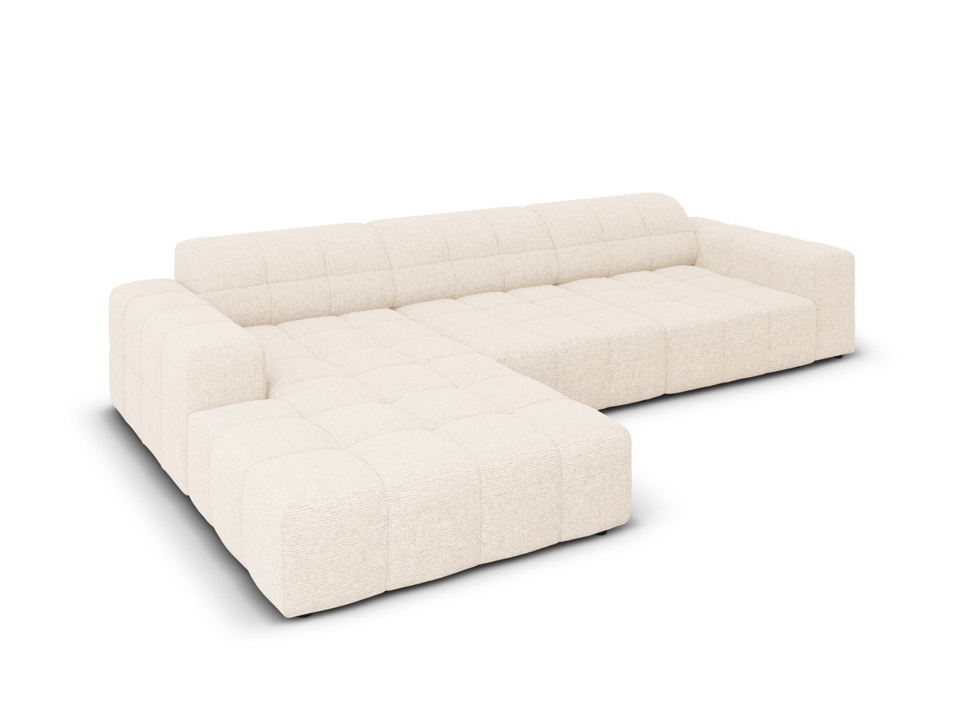 Cosmopolitan Design venstrevendt hjørnesofa, "Chicago", 4-personers, 294 × 167 × 78 cm, Haga, sorte plastben
