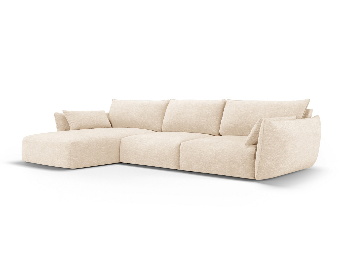 Cosmopolitan Design venstrevendt hjørnesofa, "Matera", 4-personers, 308 × 171 × 85 cm, Haga, sorte plastben